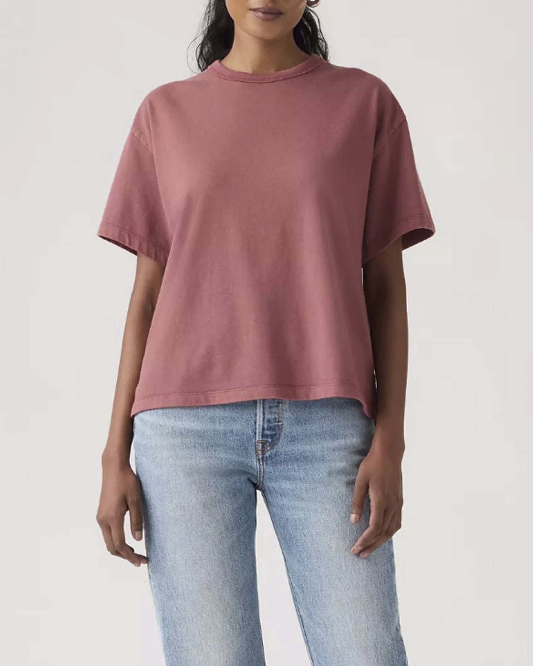 T-Shirt Vintage Levi's a maniche corte color malva in cotone con scollo a giro