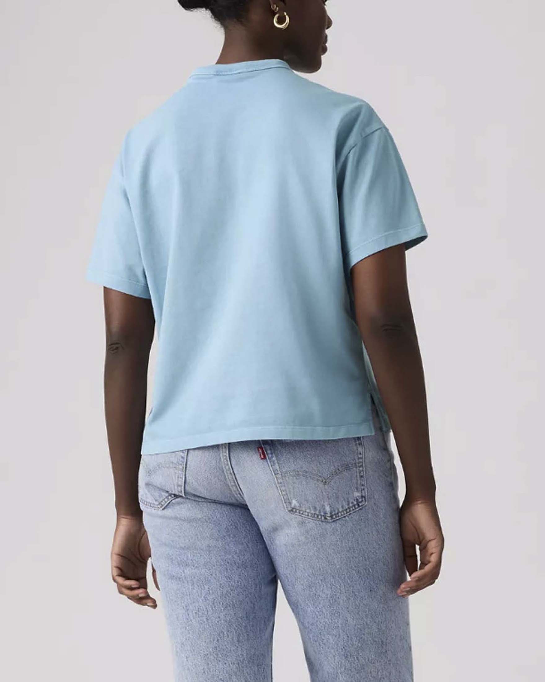 T-Shirt Vintage Levi's a maniche corte azzurra in cotone con scollo a giro image