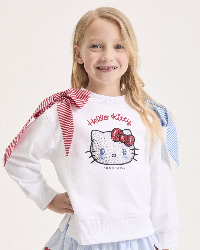 Felpa X Hello Kitty in cotone con fiocchi e strass