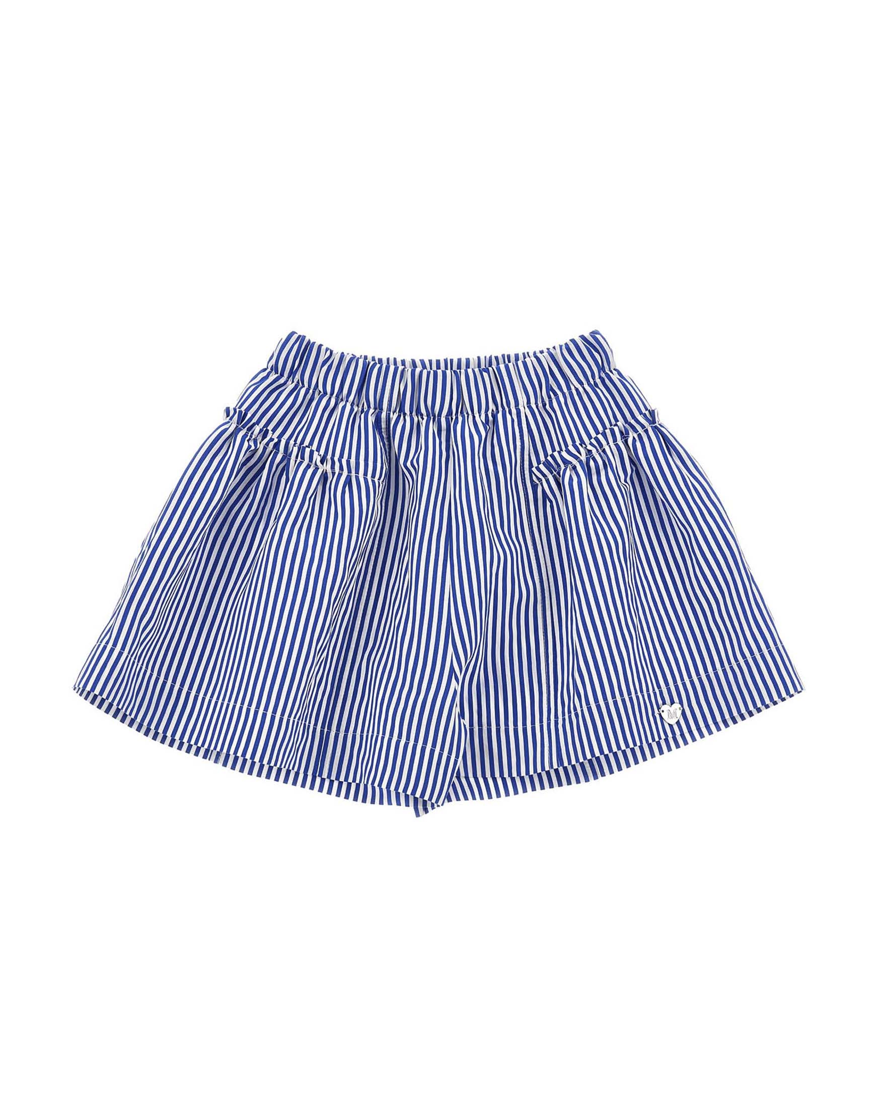 Short in misto viscosa a righe bianche e blu