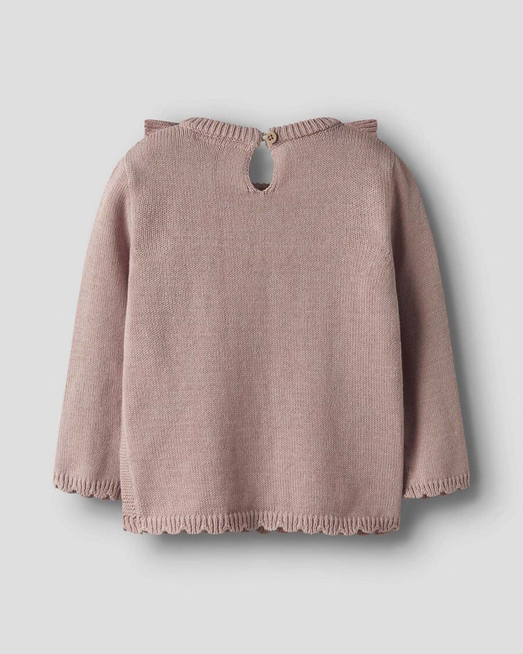 Maglia Lil'Atelier a maniche lunghe in cotone punzonato rosa antico image