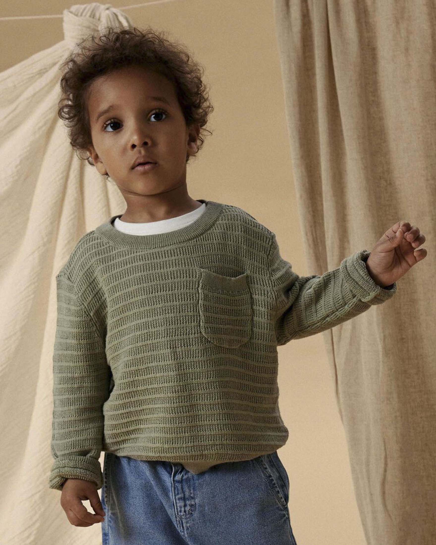 Maglia Lil'Atelier a maniche lunghe in cotone lavorato verde salvia