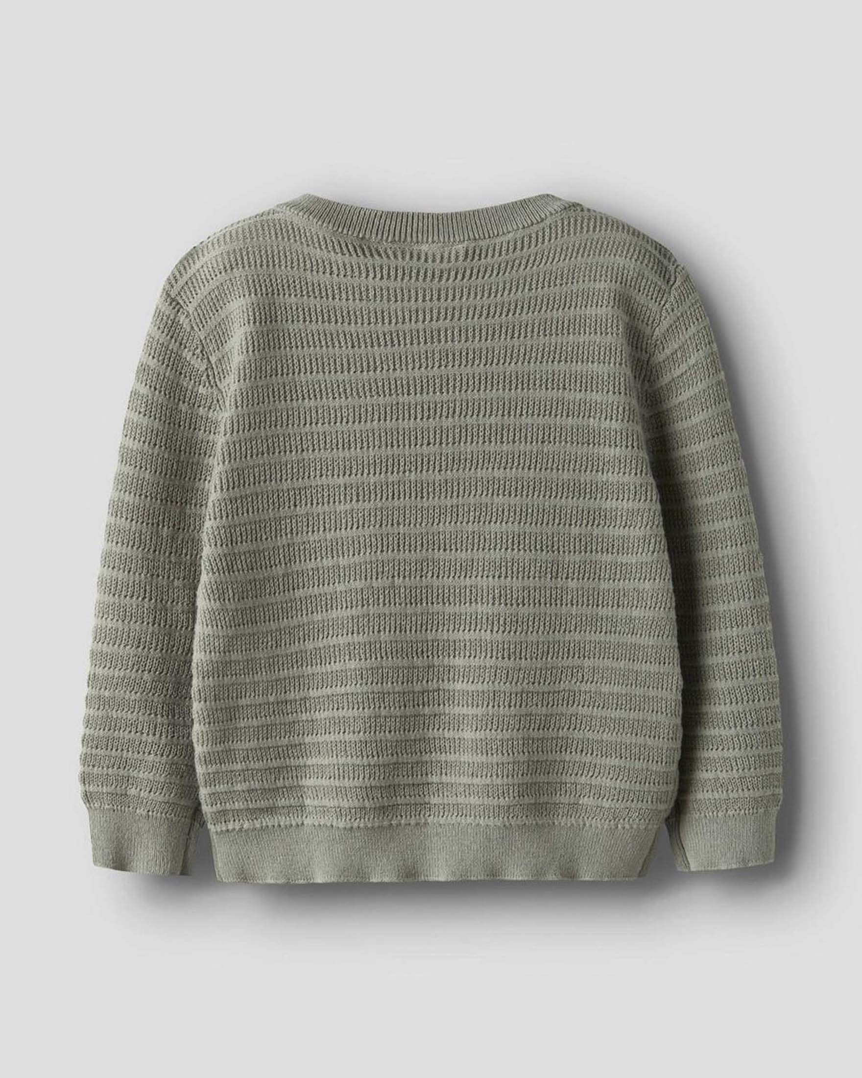 Maglia Lil'Atelier a maniche lunghe in cotone lavorato verde salvia image