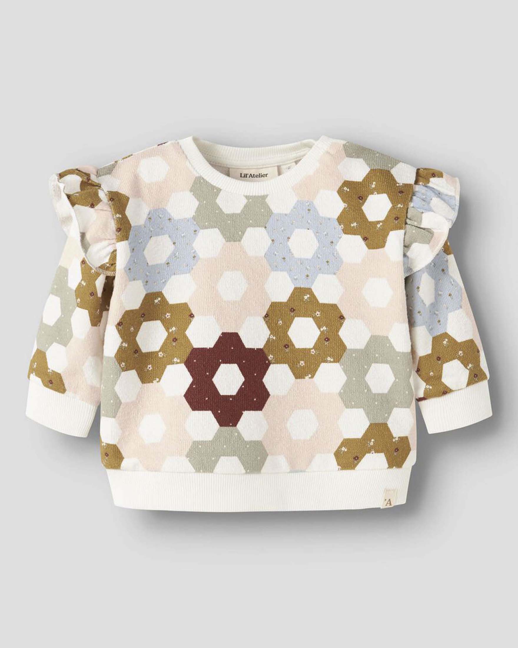 Felpa Lil'Atelier con rouches e fantasia fiori multicolor