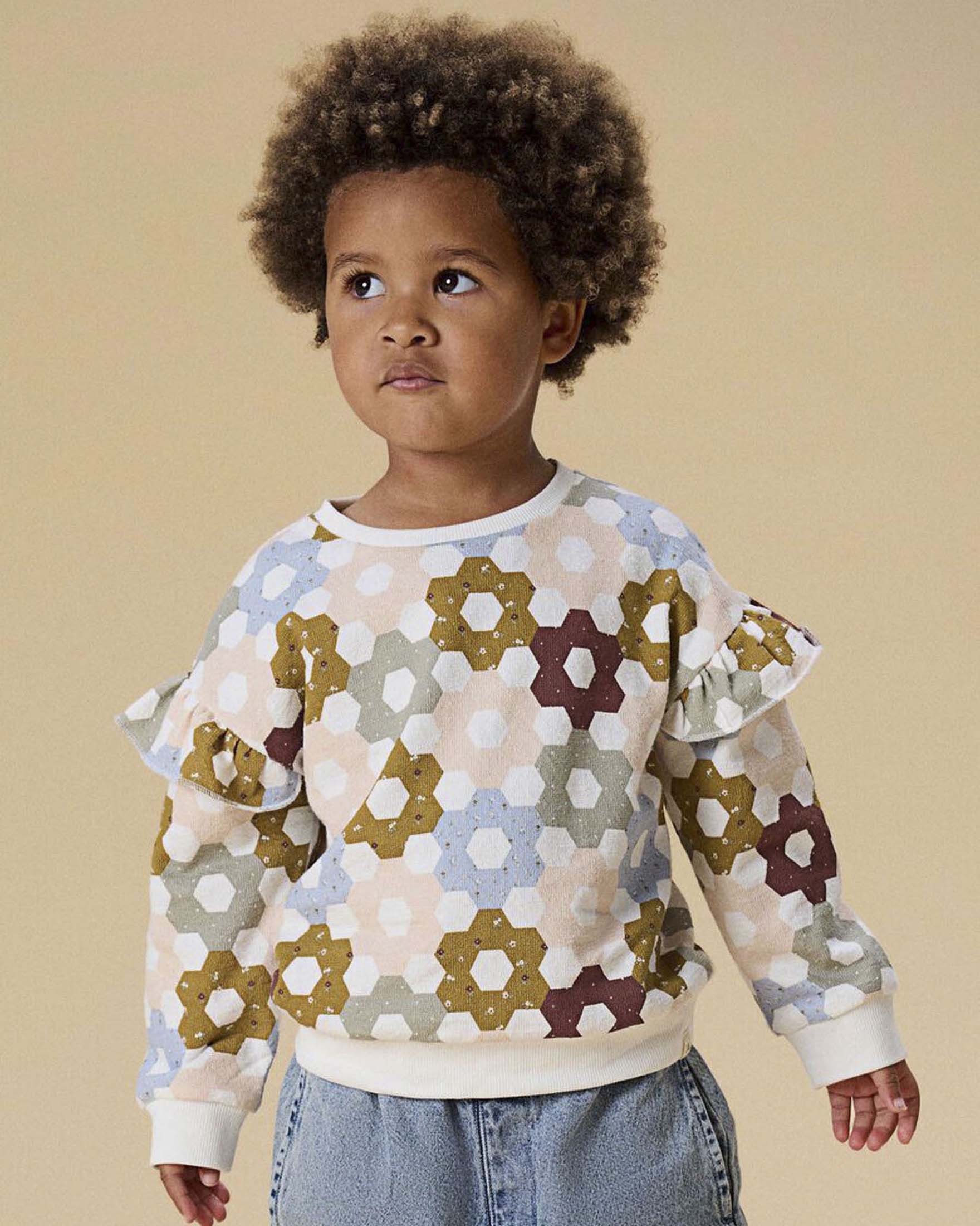 Felpa Lil'Atelier con rouches e fantasia fiori multicolor