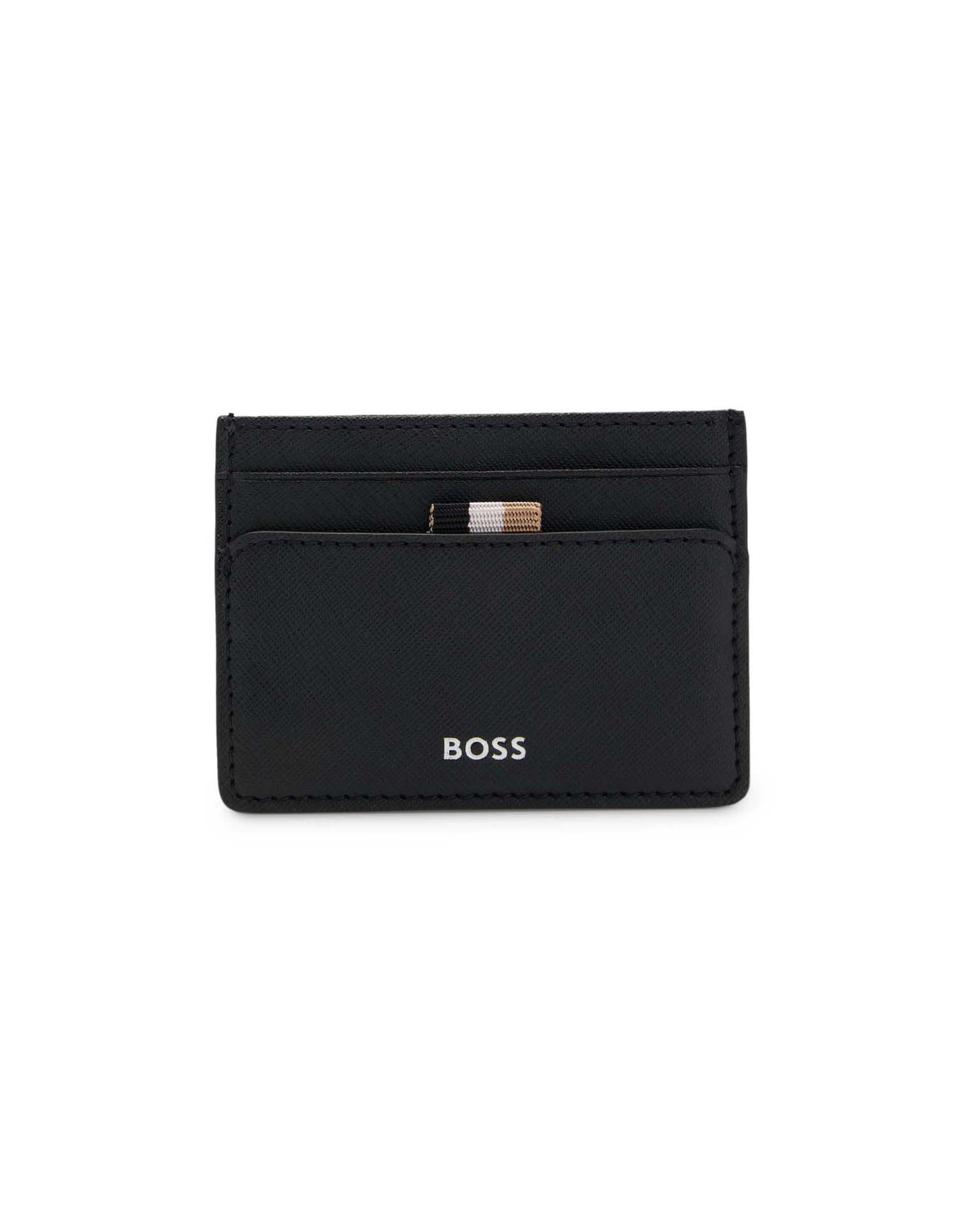 Portacarte Boss nero in pelle saffiano