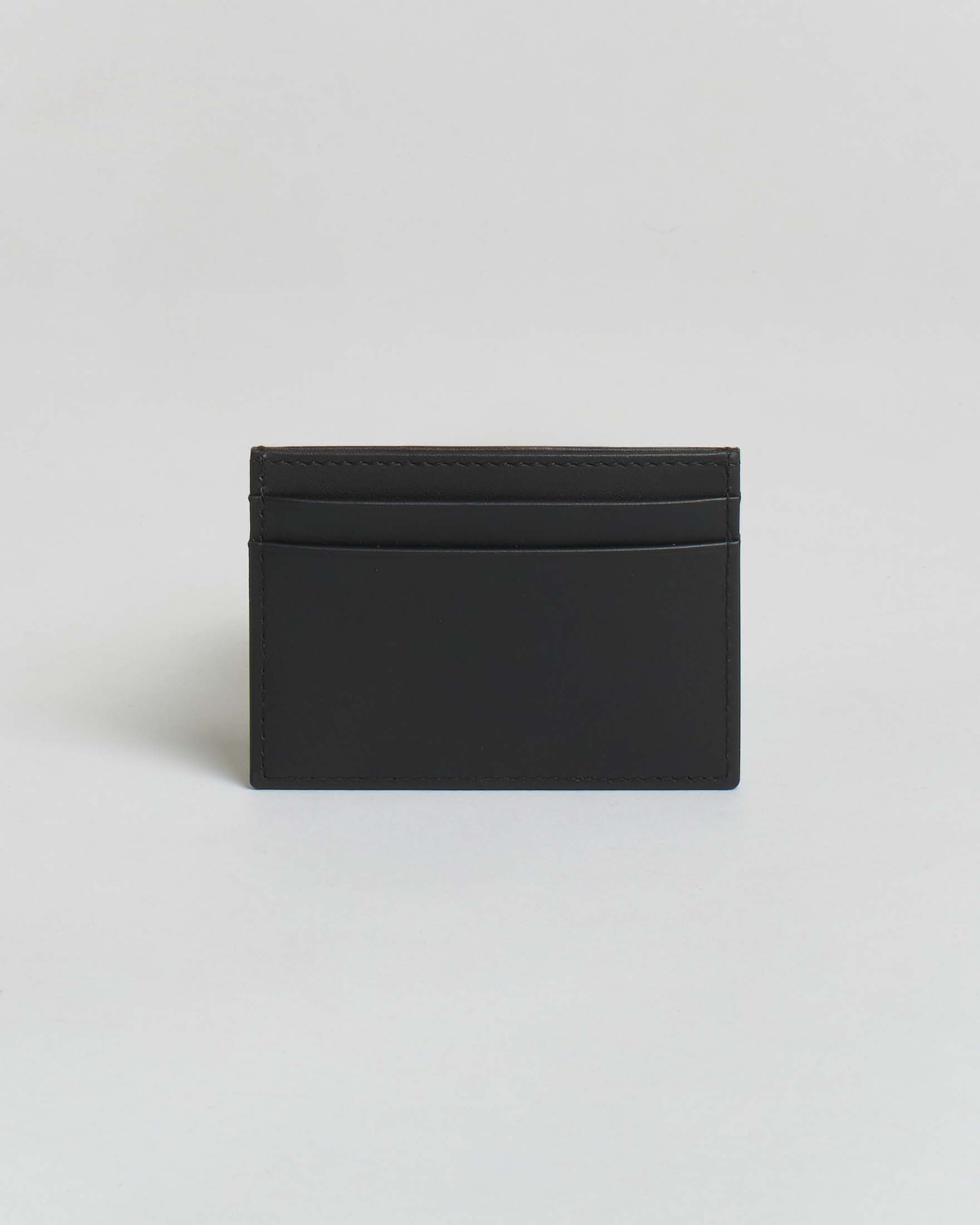 Portacarte Boss nero in pelle con logo ricamato image