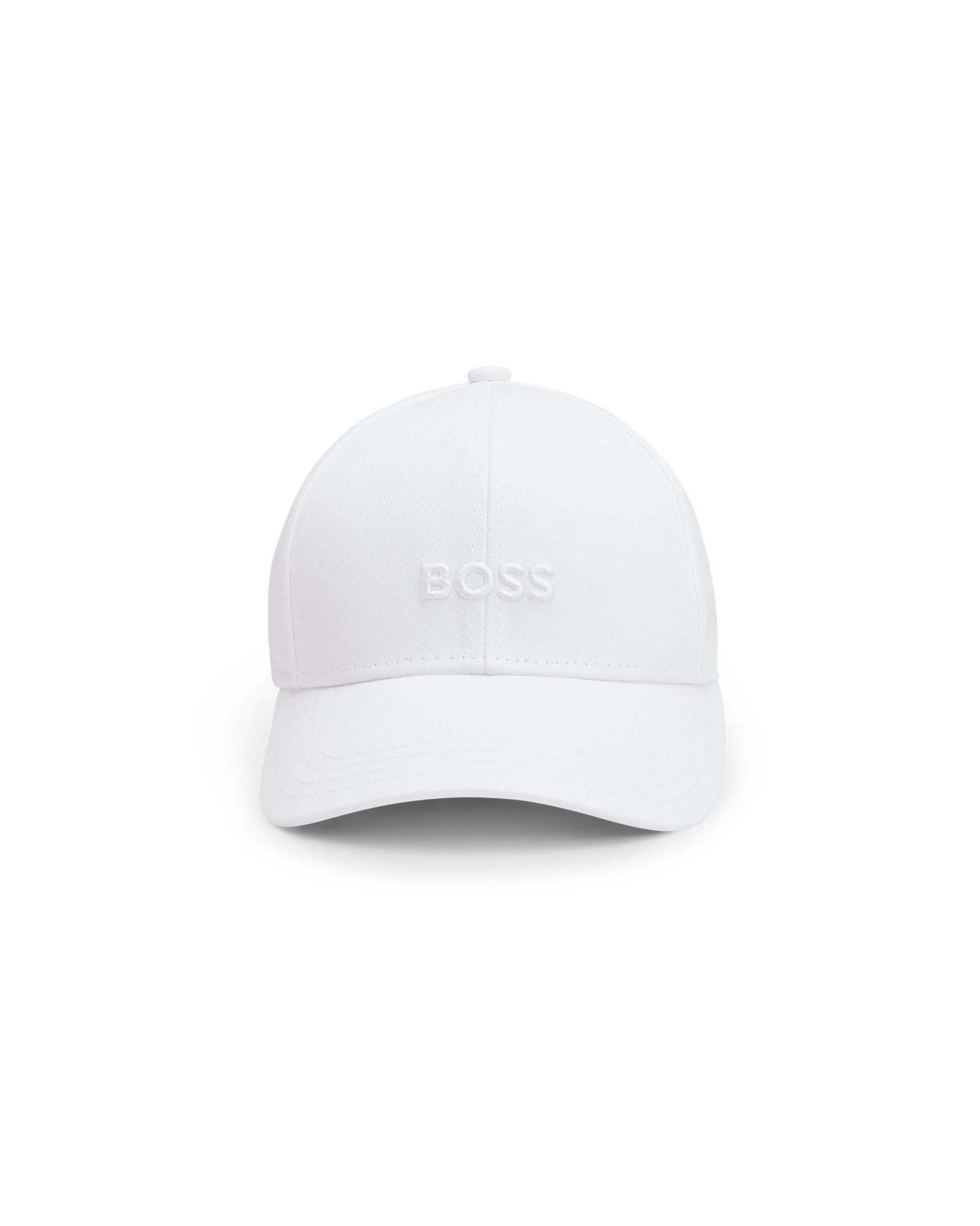 Berretto baseball Boss bianco con logo ricamato in tono