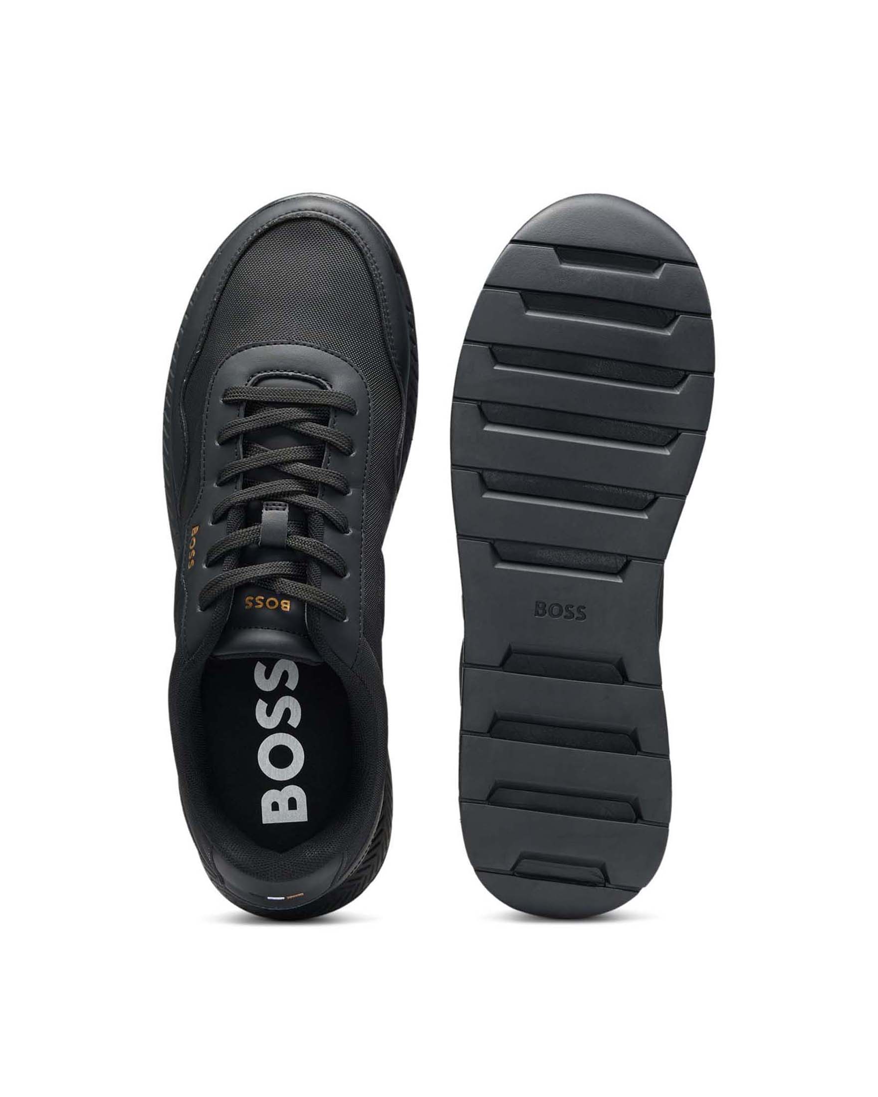 Sneakers running Boss nere con tomaia mista in tessuto lavorato e liscio image