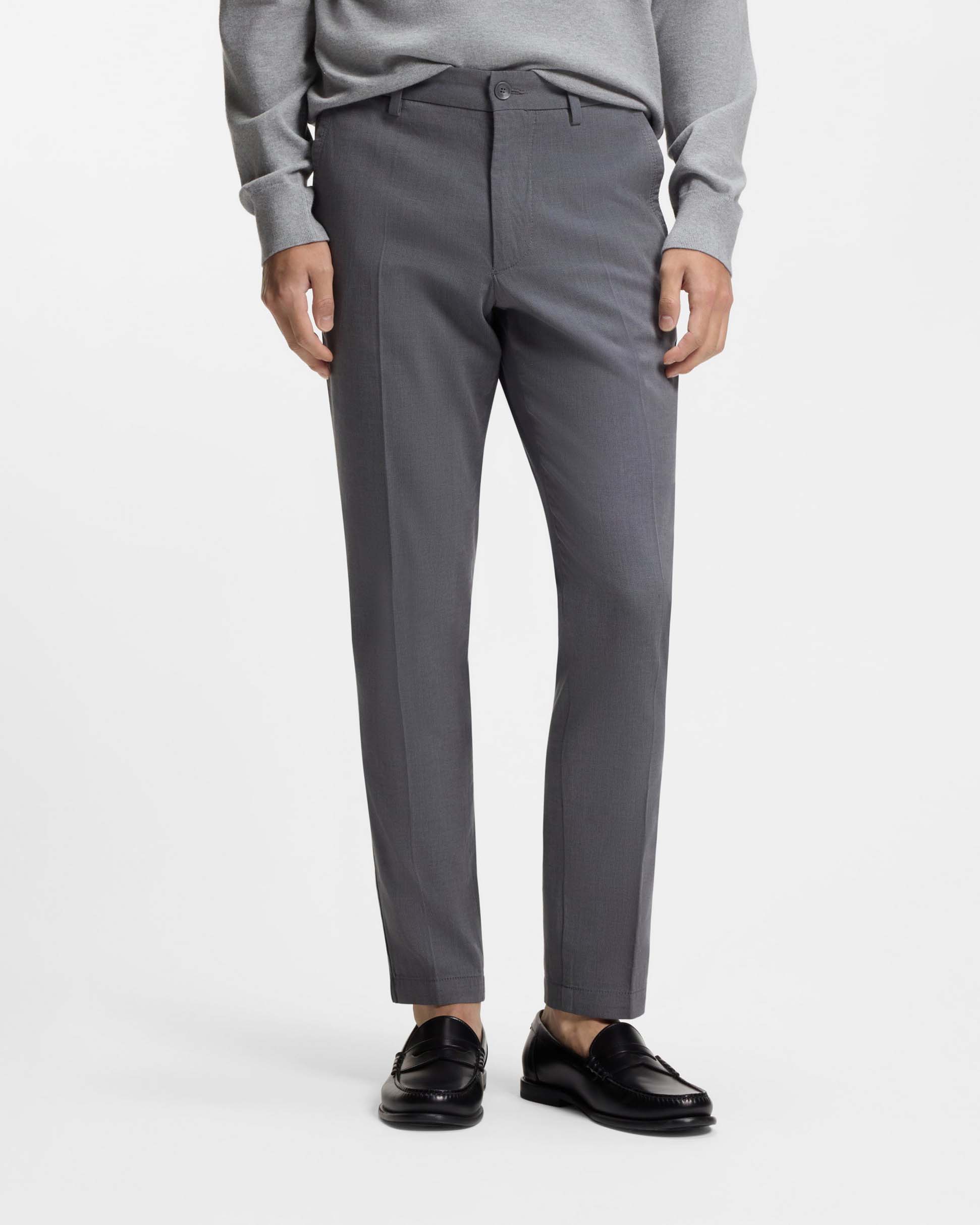 Pantalone chino Boss Kaiton blu in dobby di cotone stretch