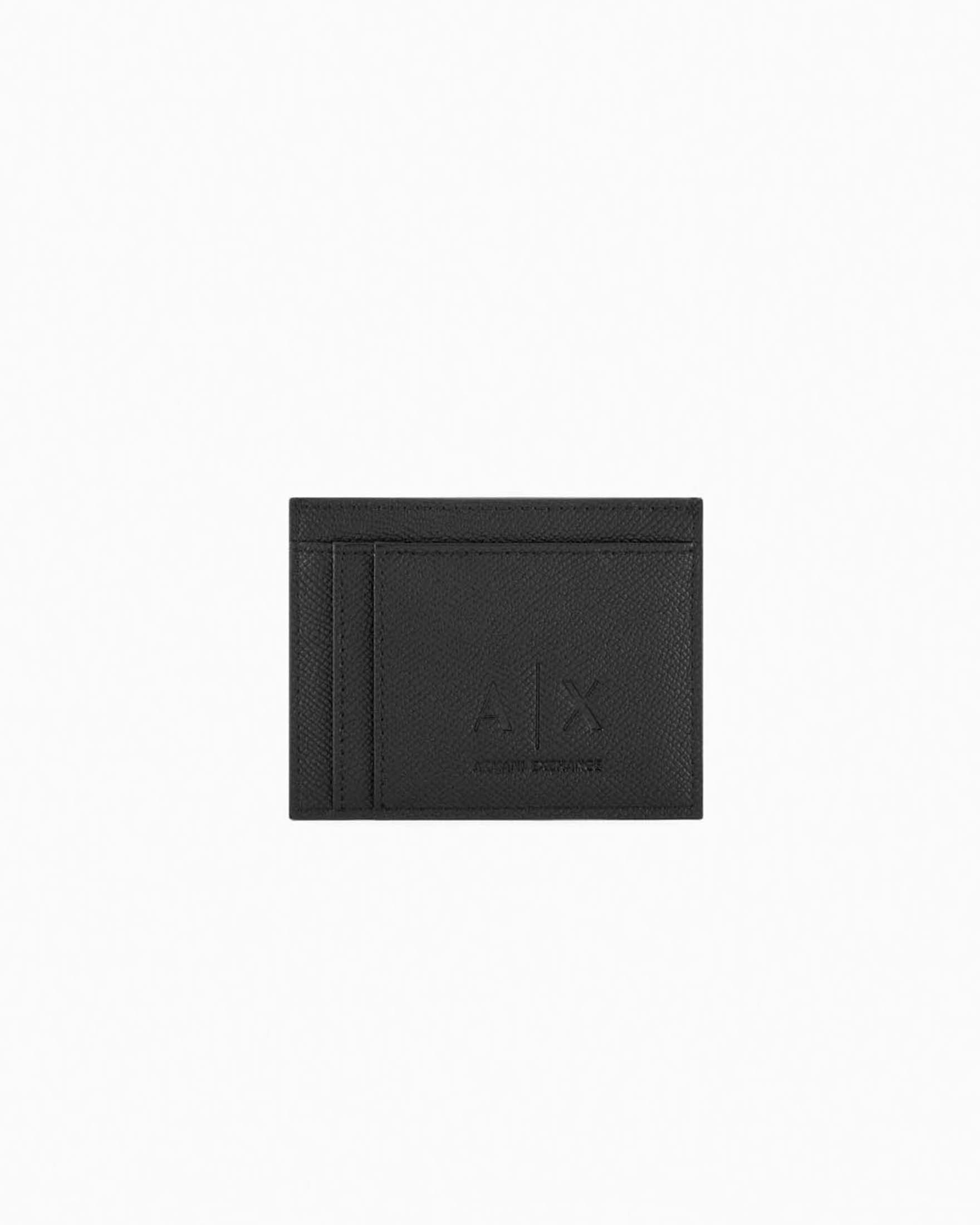 Portacarte Armani Exchange nero in similpelle con placchetta porta logo image