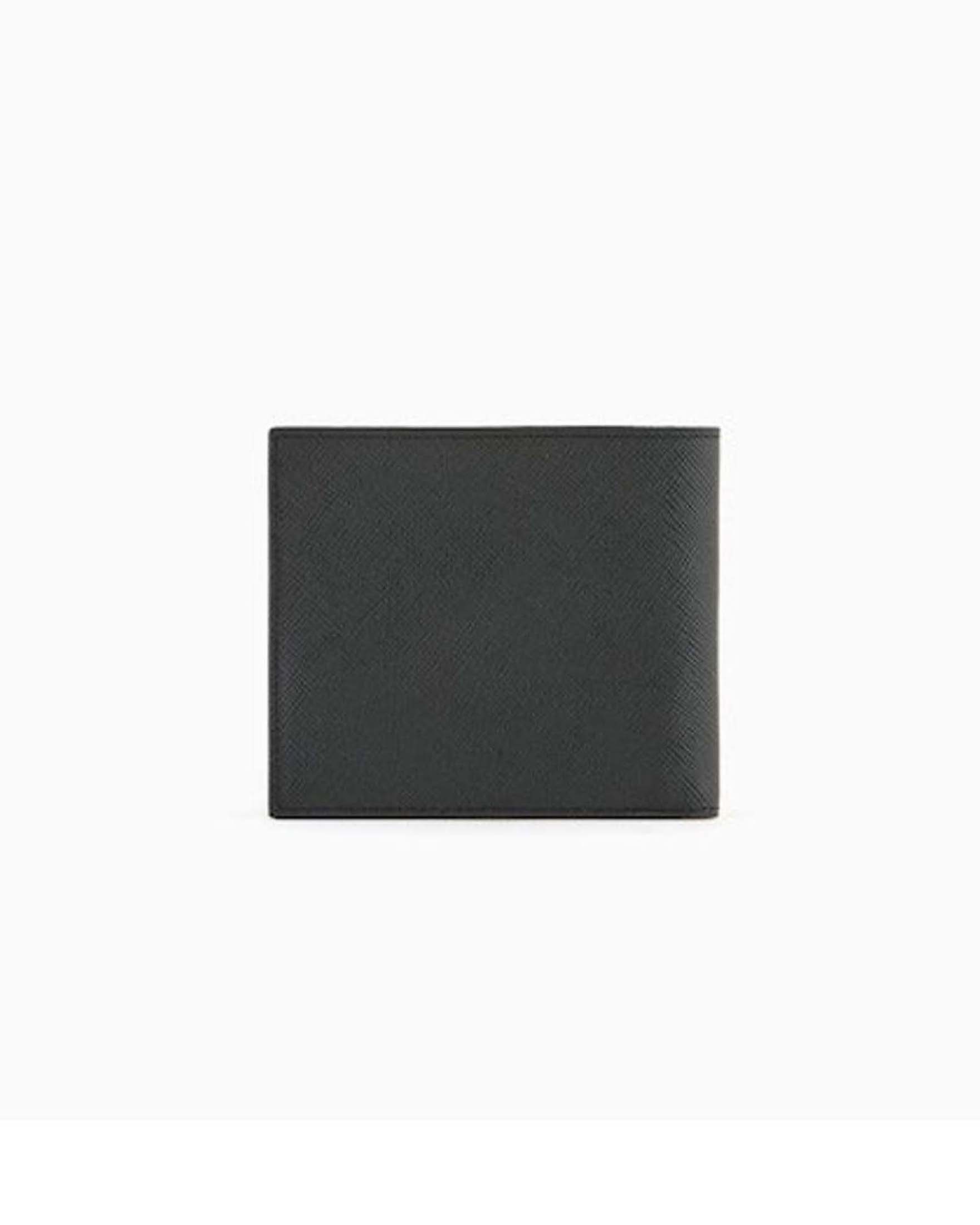 Portafoglio Armani Exchange nero in pelle saffiano con logo image