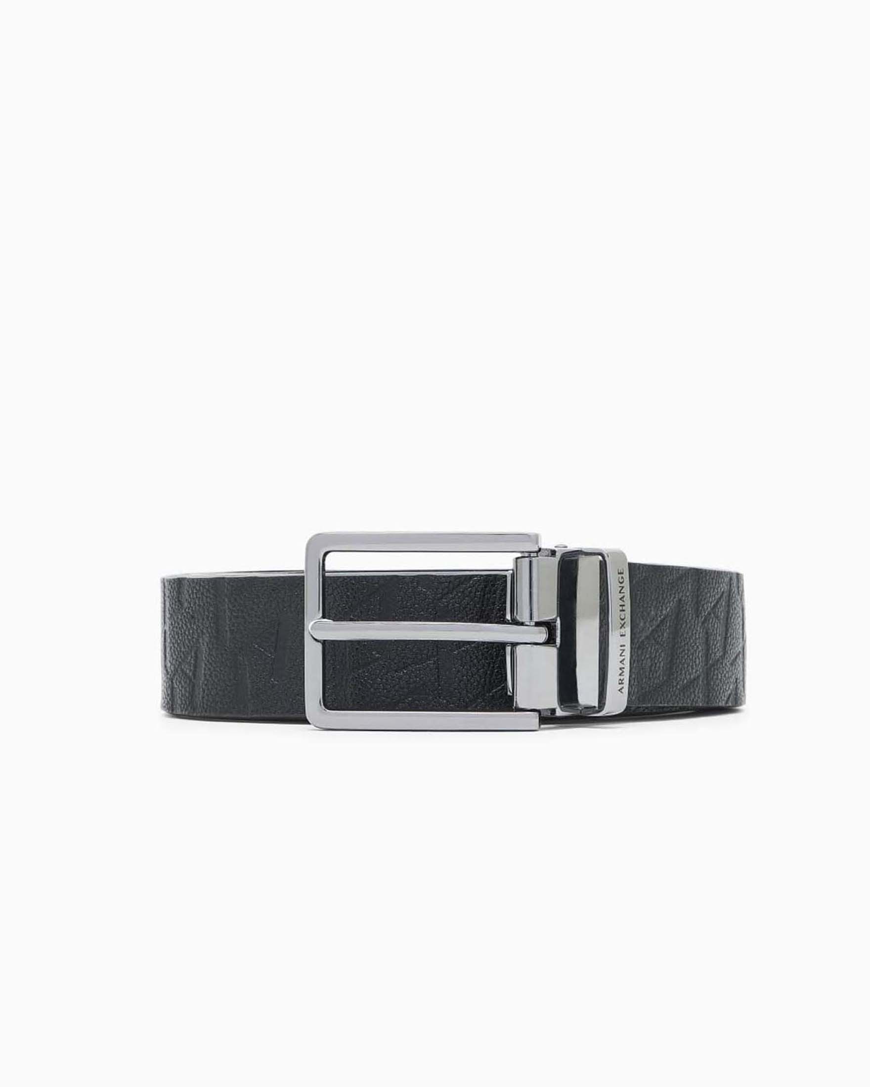 Cintura Exchange nera in similpelle con logo goffrato all over