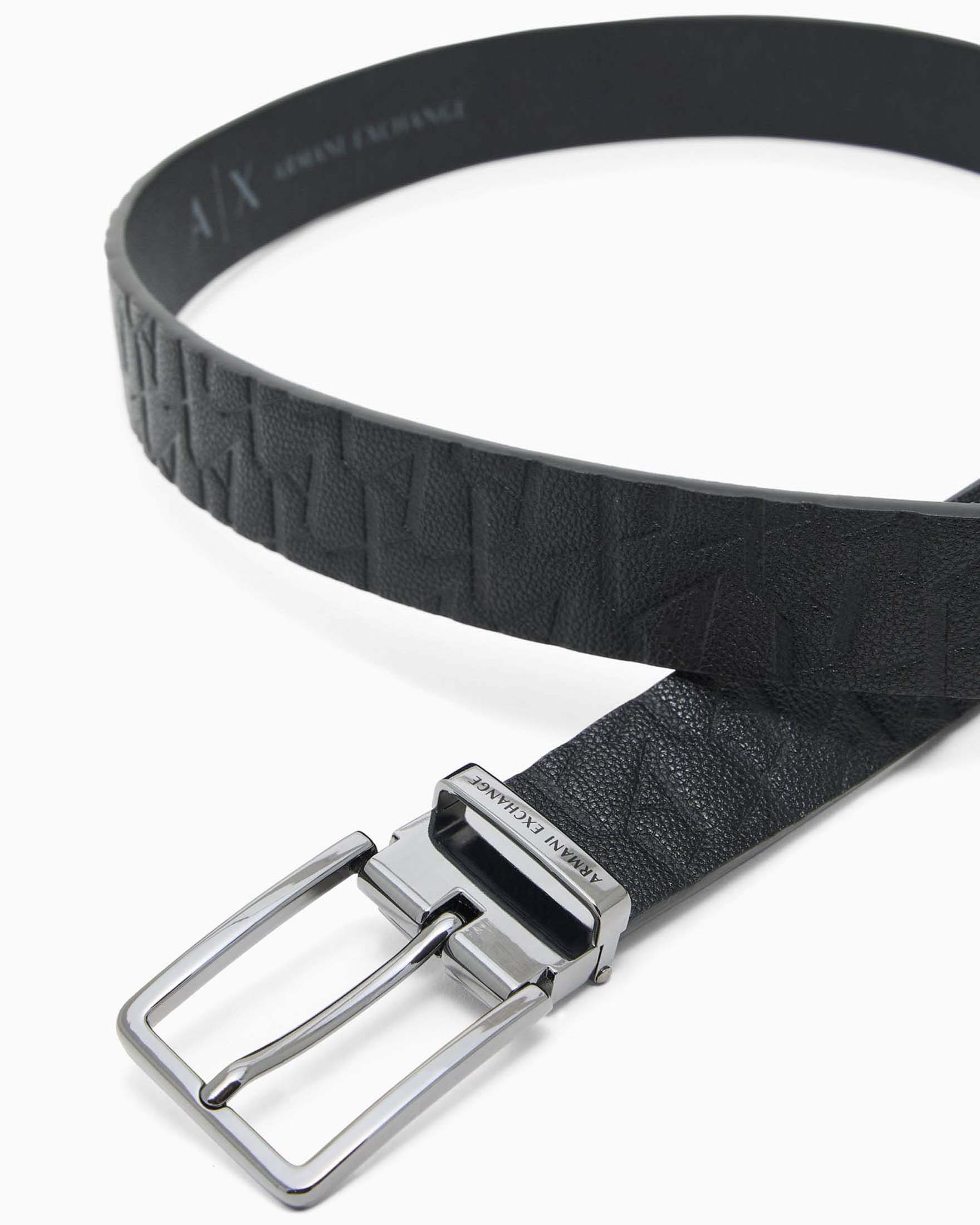 Cintura Armani Exchange nera in similpelle con logo goffrato all over image