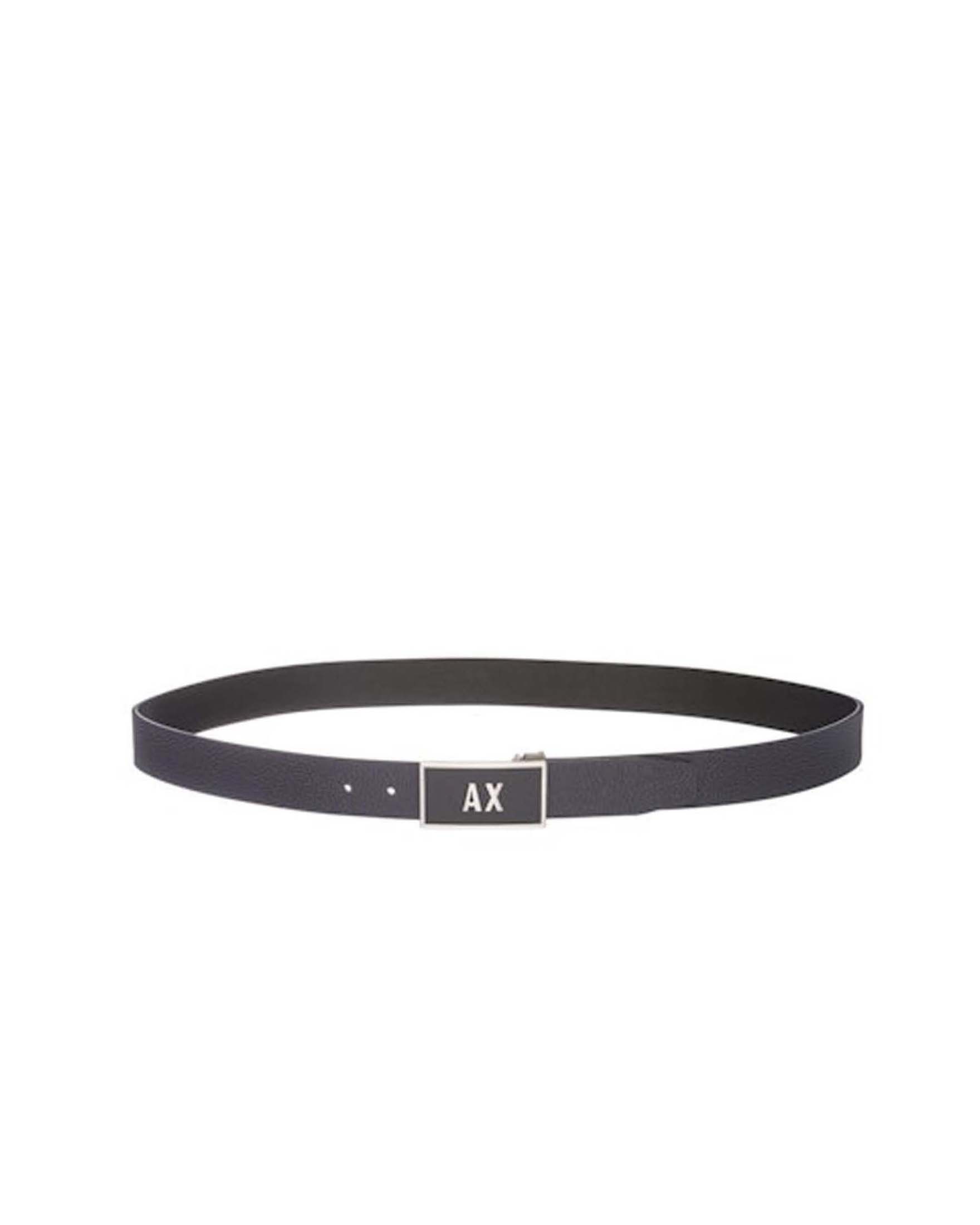 Cintura Armani Exchange nera e blu navy in similpelle con fibbie intercambiabili image