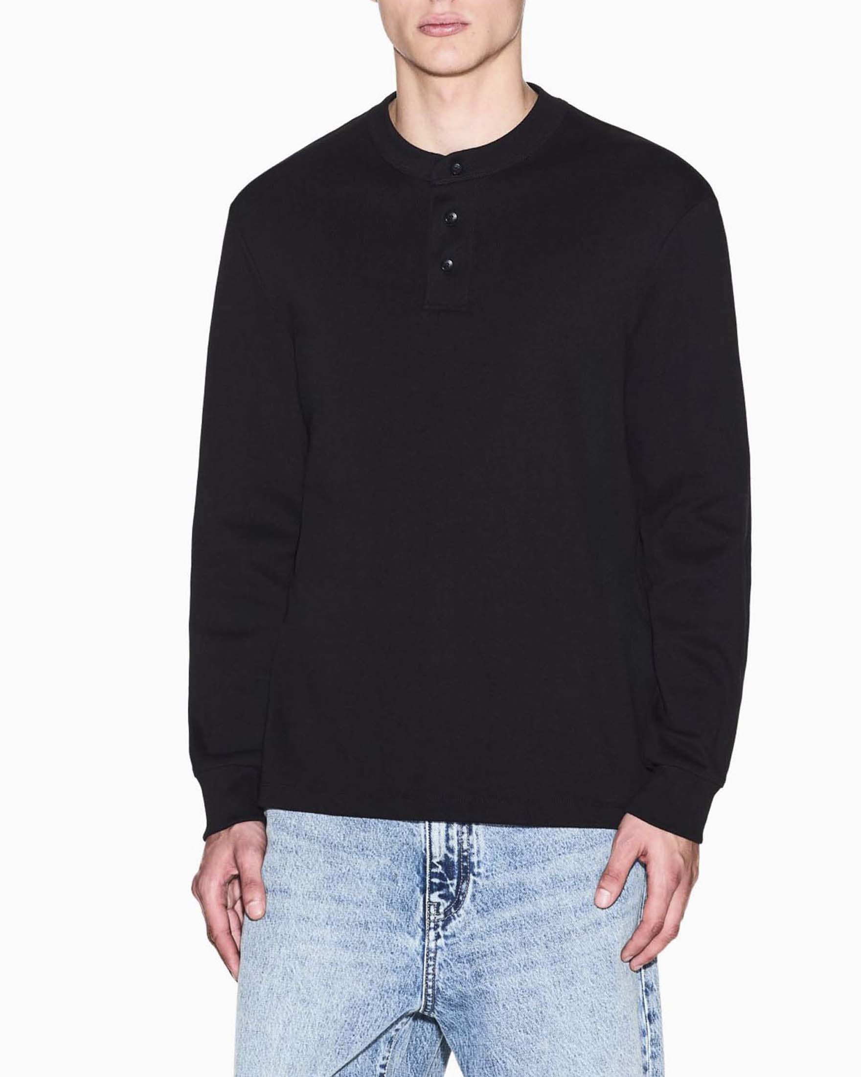 Polo serafino Armani Exchange nera in cotone a manica lunga image