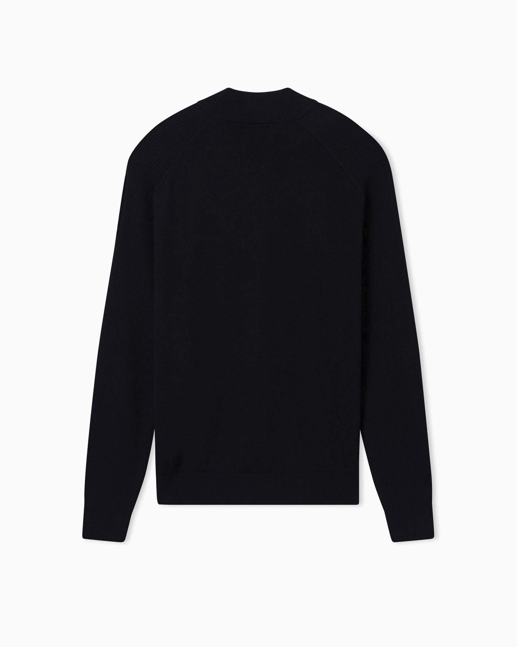 Maglia Armani Exchange nera in misto lana e cotone con apertura zip image