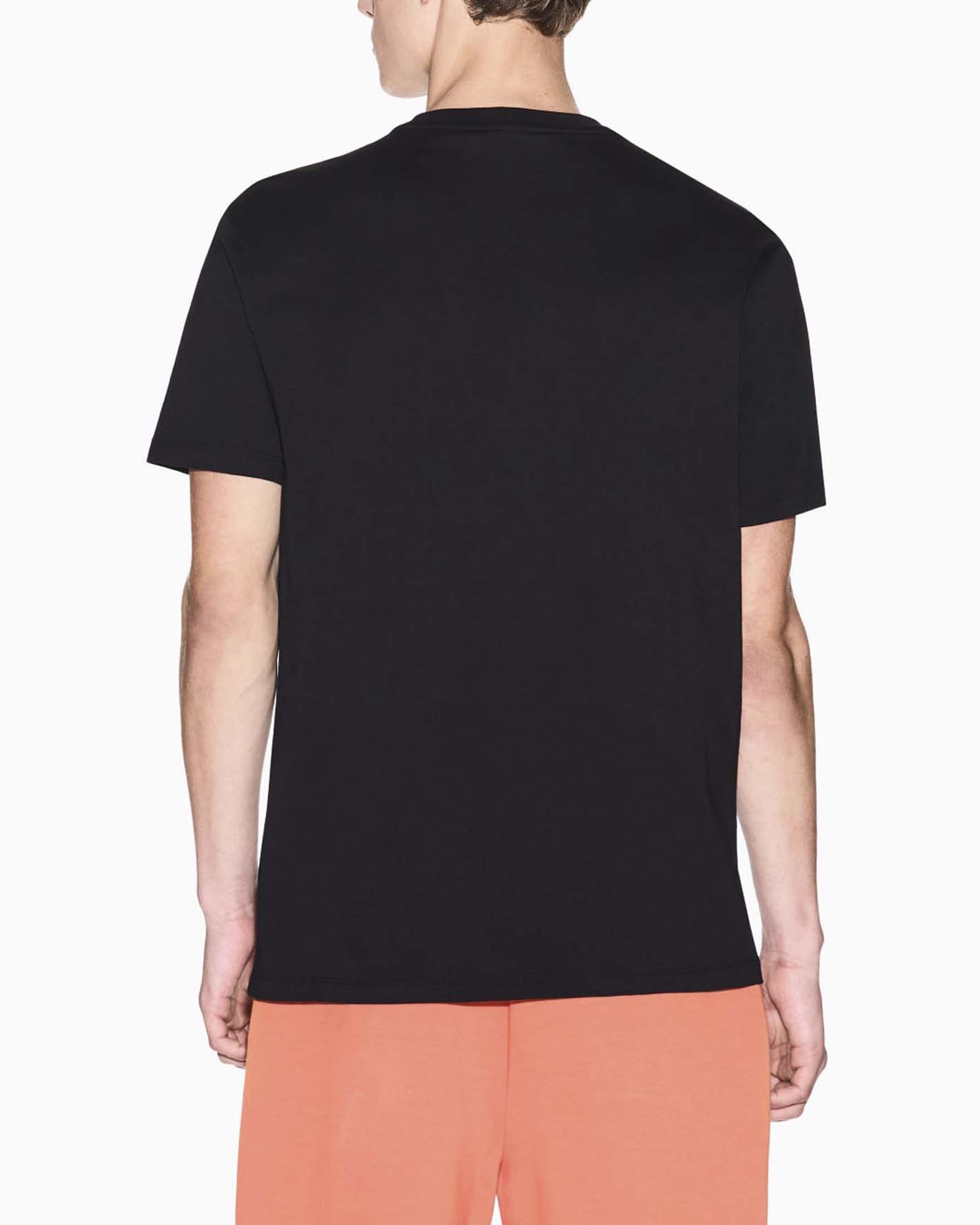 T-shirt Armani Exchange nera in cotone con ricamo logo sul petto