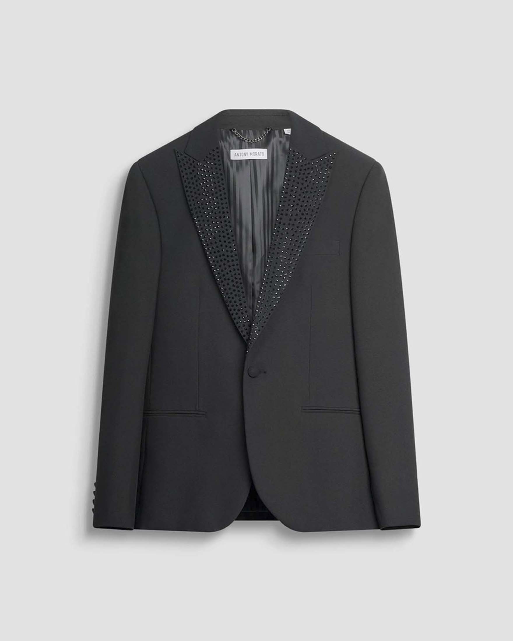 Blazer Antony Morato nero in viscosa elasticizzata con borchiette sul rever