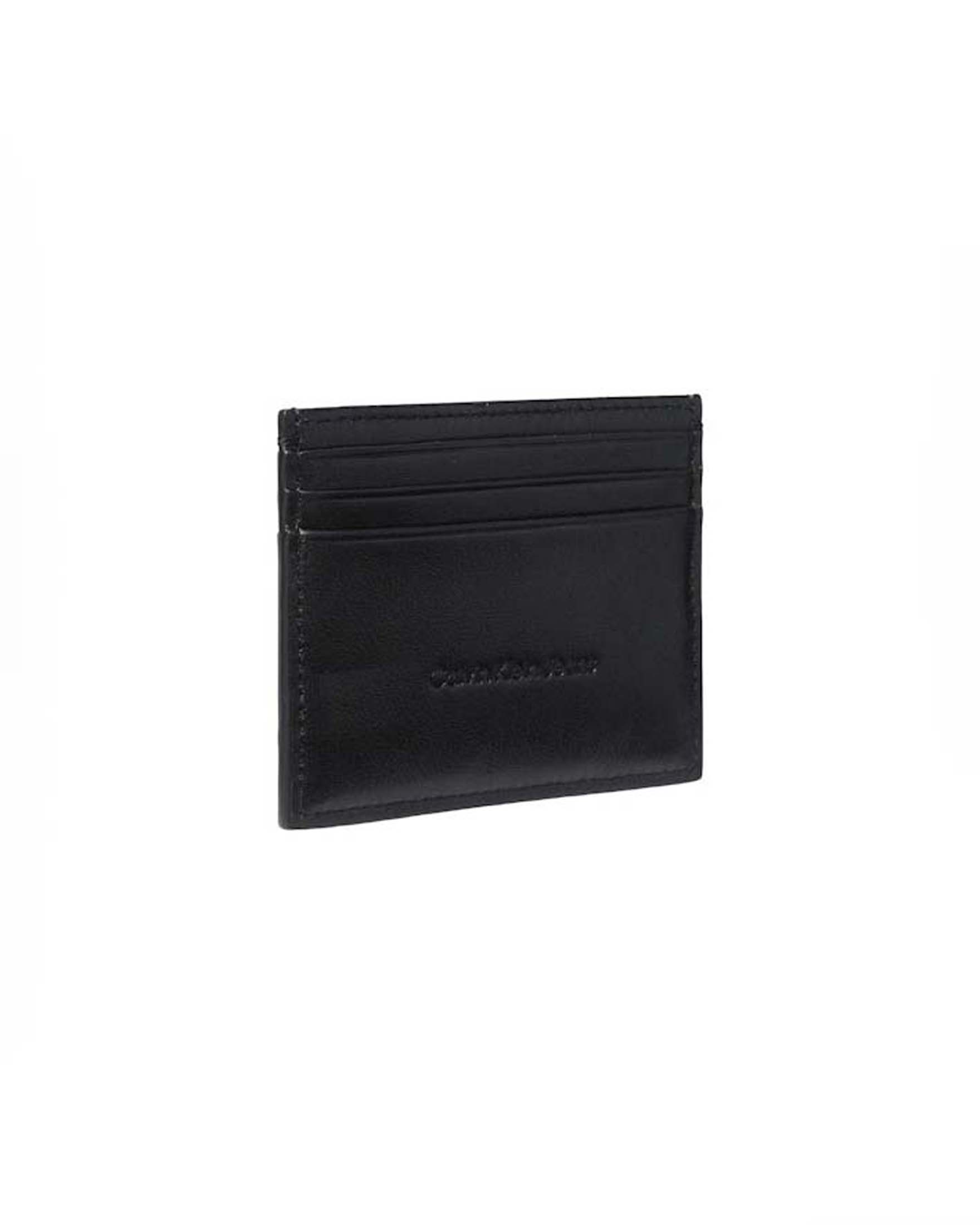 Portacarte Calvin Klein Jeans nero in pelle con monogramma in rilievo image