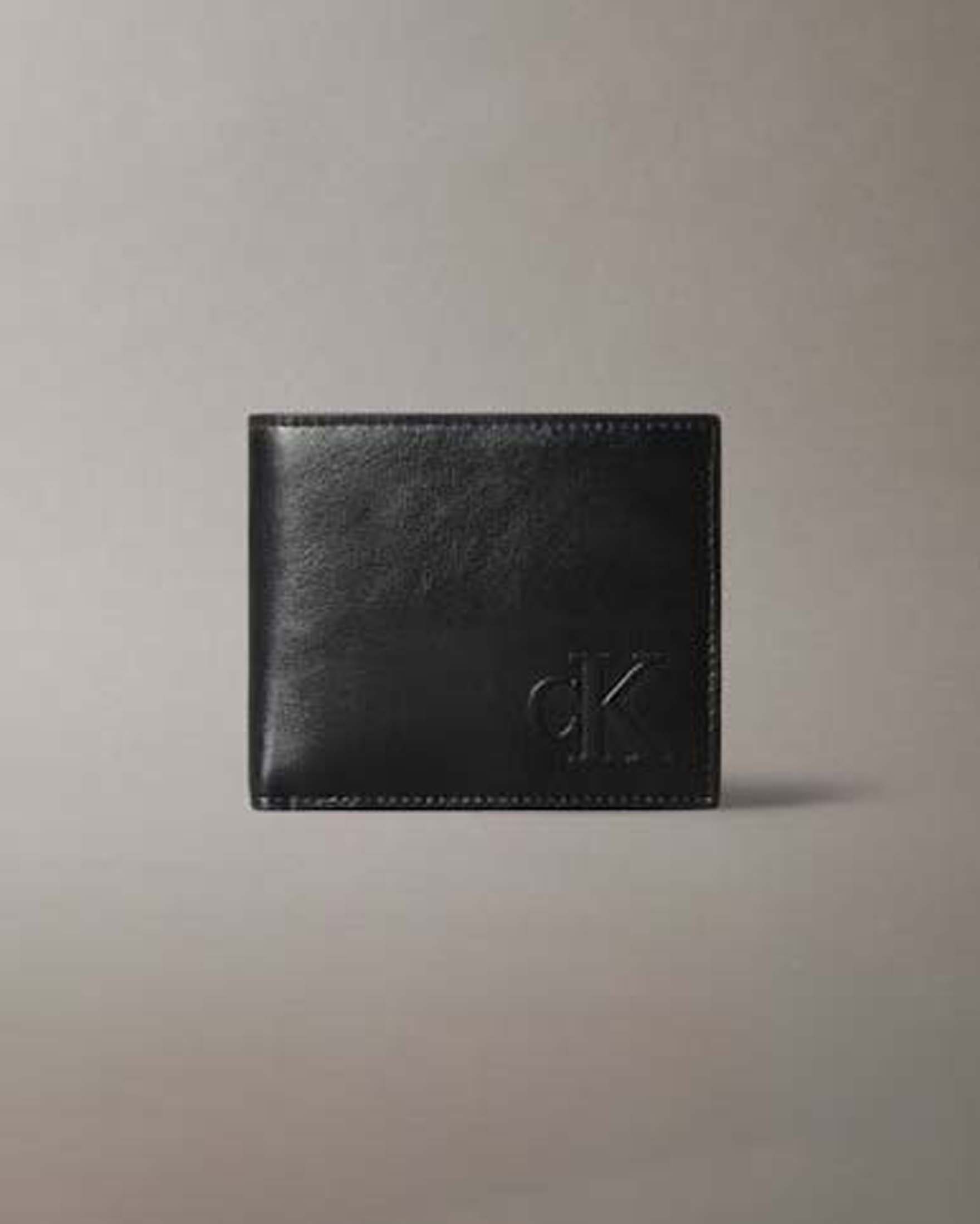 Portafoglio Jeans nero in pelle con monogramma in rilievo