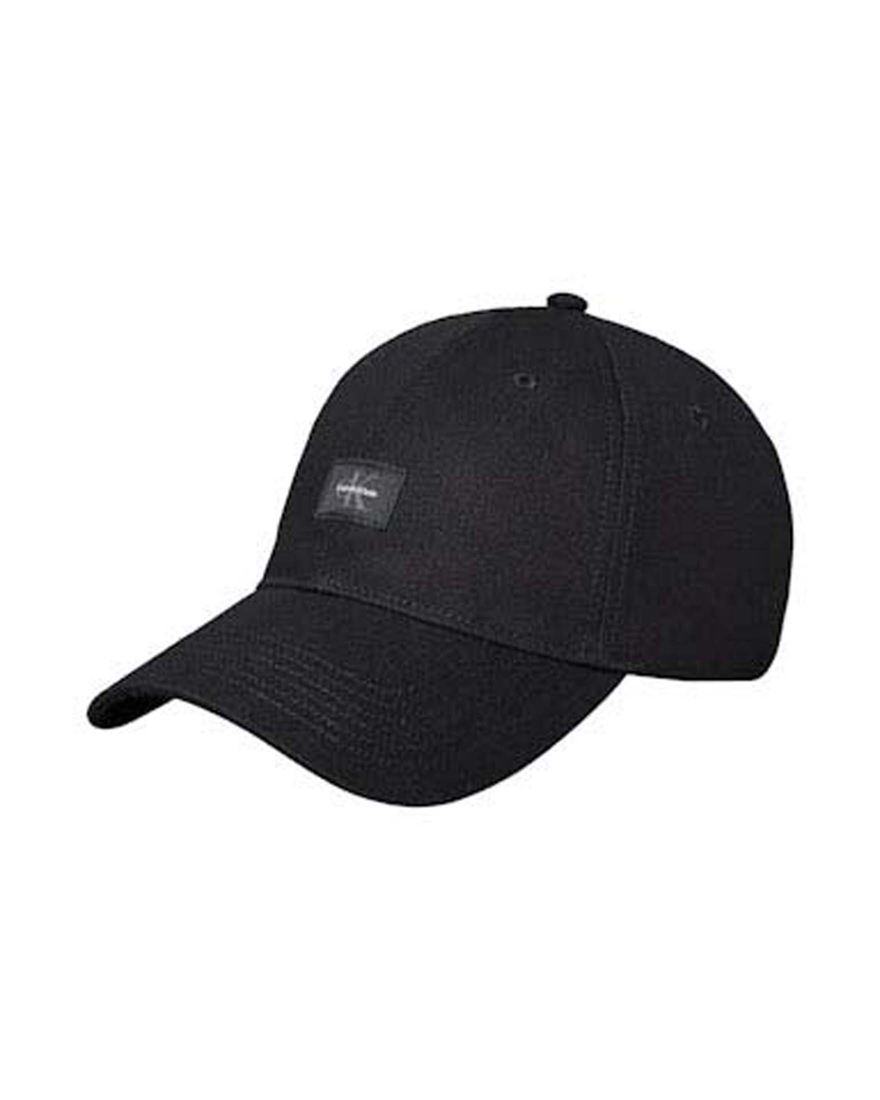 Cappellino Jeans nero in cotone con patch logo monogramma