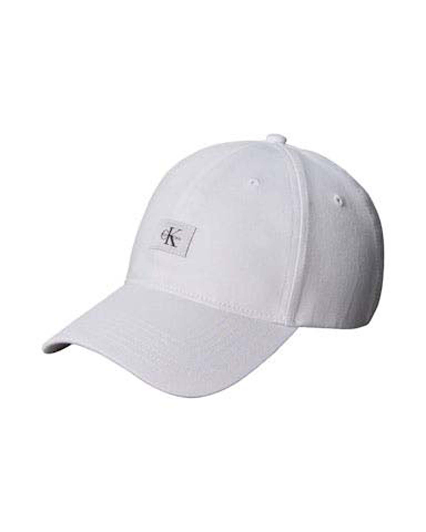 Cappellino Jeans bianco in cotone con patch logo monogramma