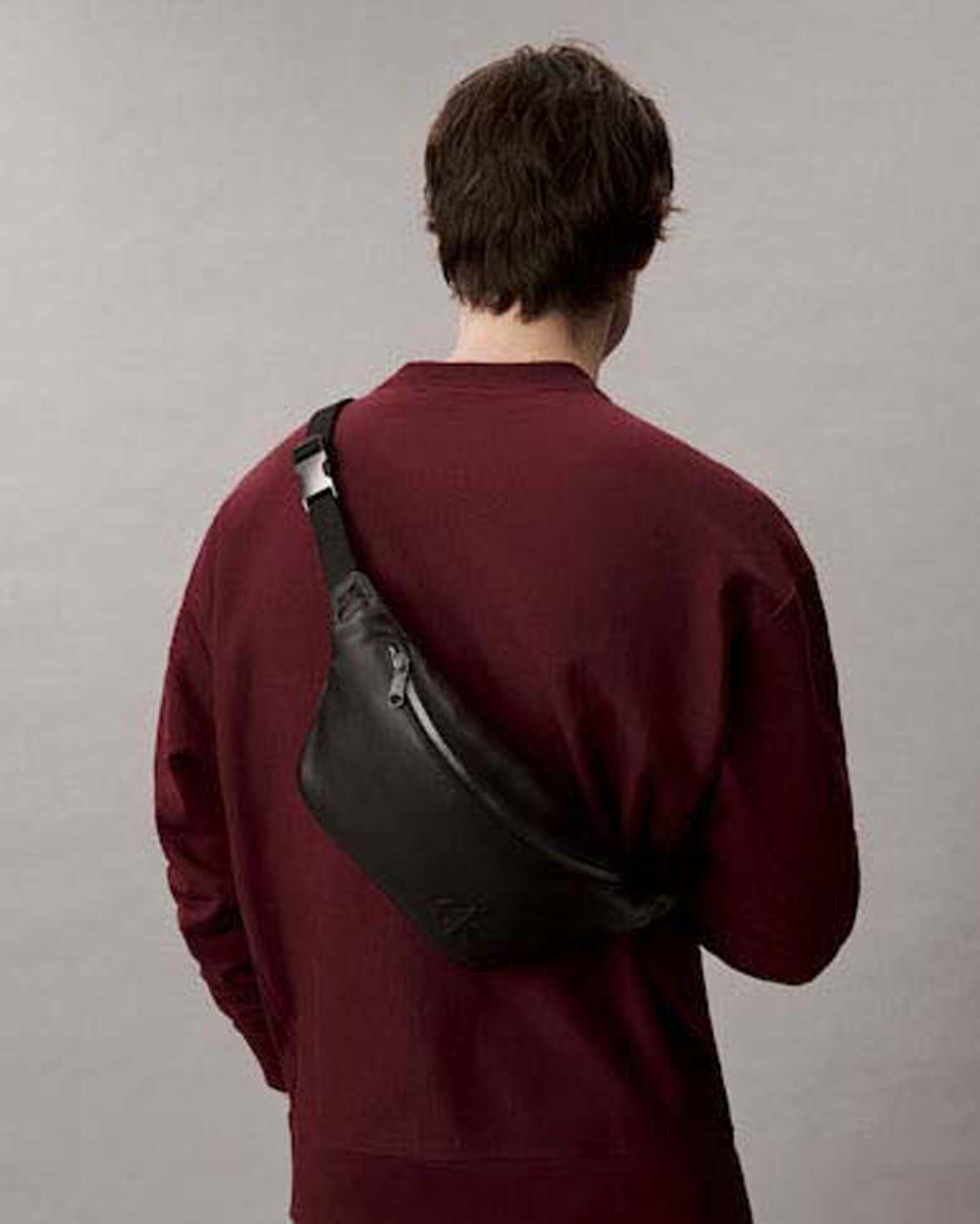Marsupio Jeans nero in similpelle con logo impresso