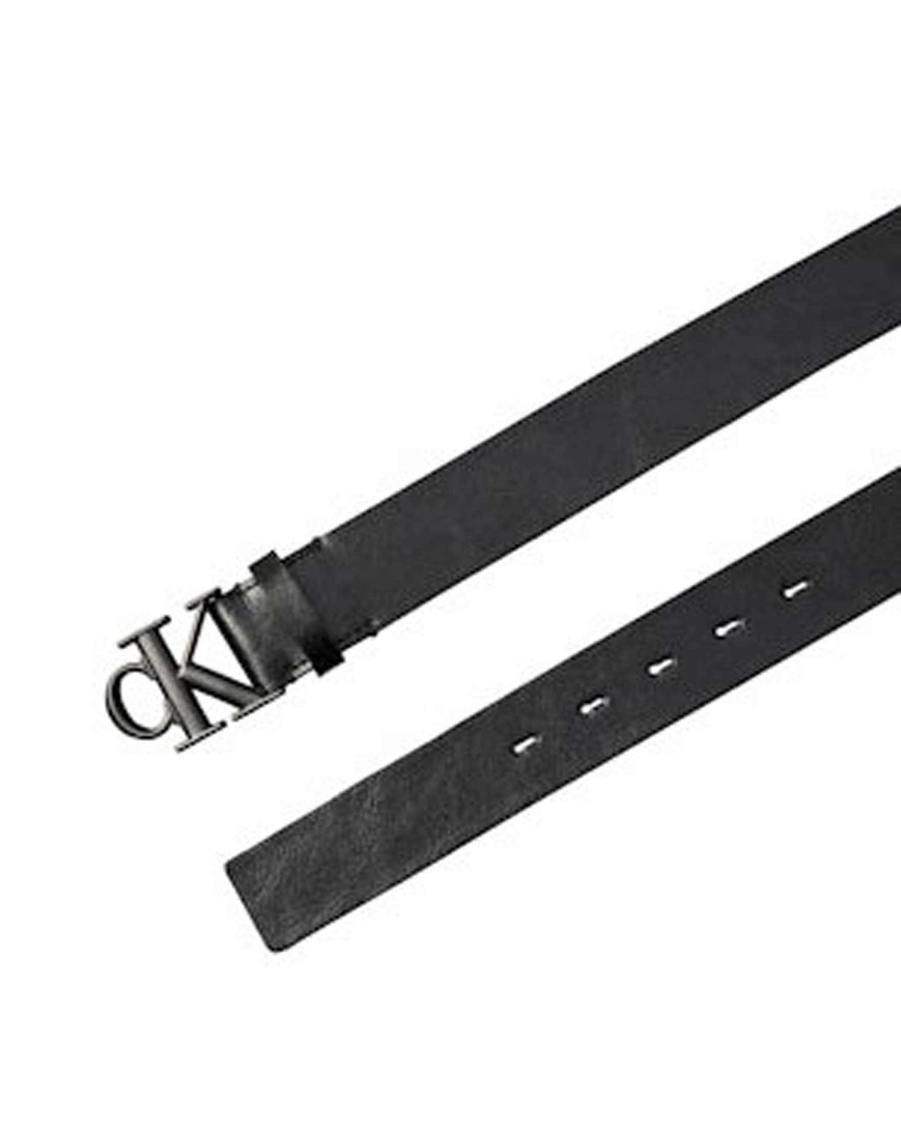 Cintura Calvin Klein Jeans nera in pelle con fibbia monogramma CK image