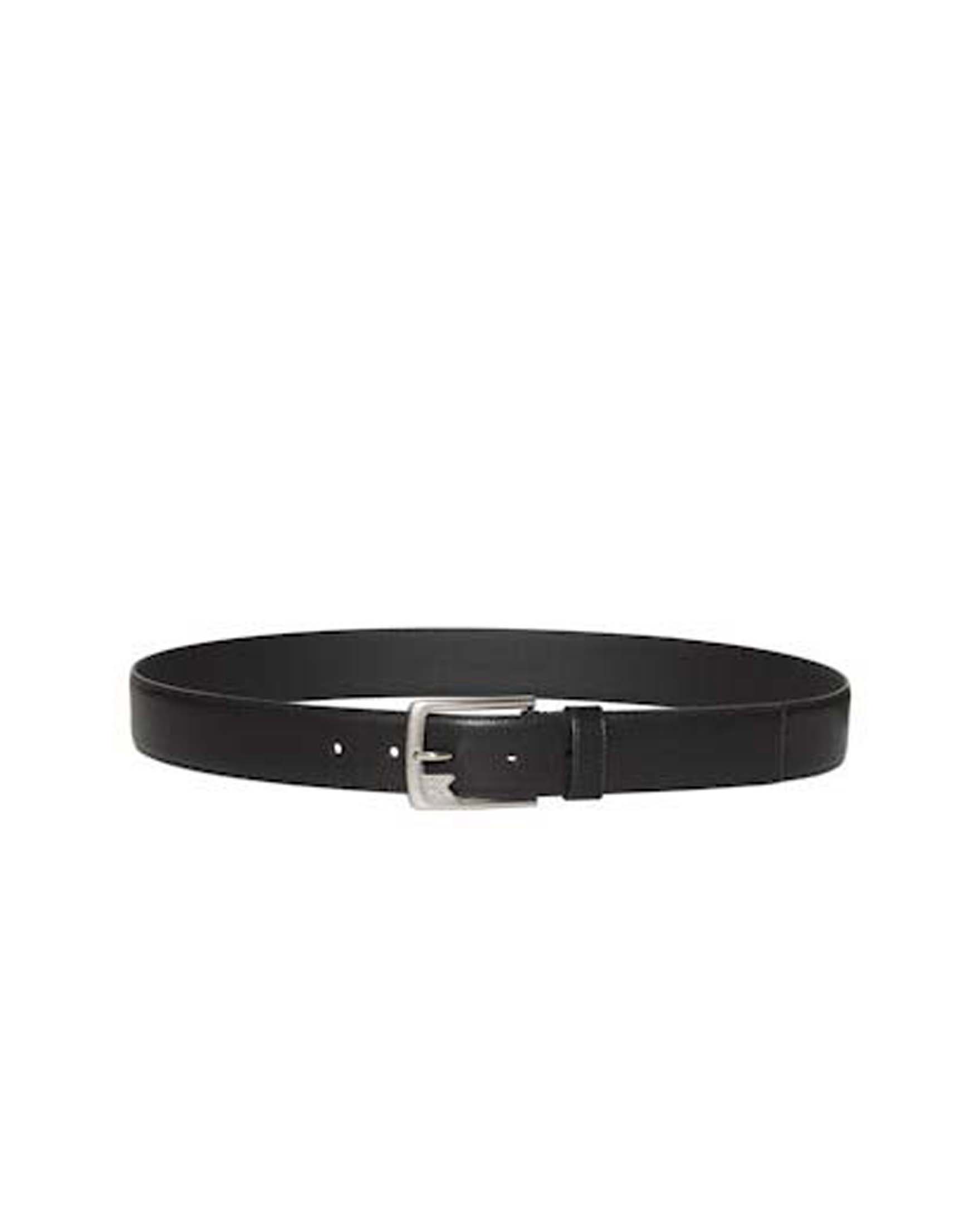 Cintura Jeans nera in pelle liscia con fibbia logo monogramma
