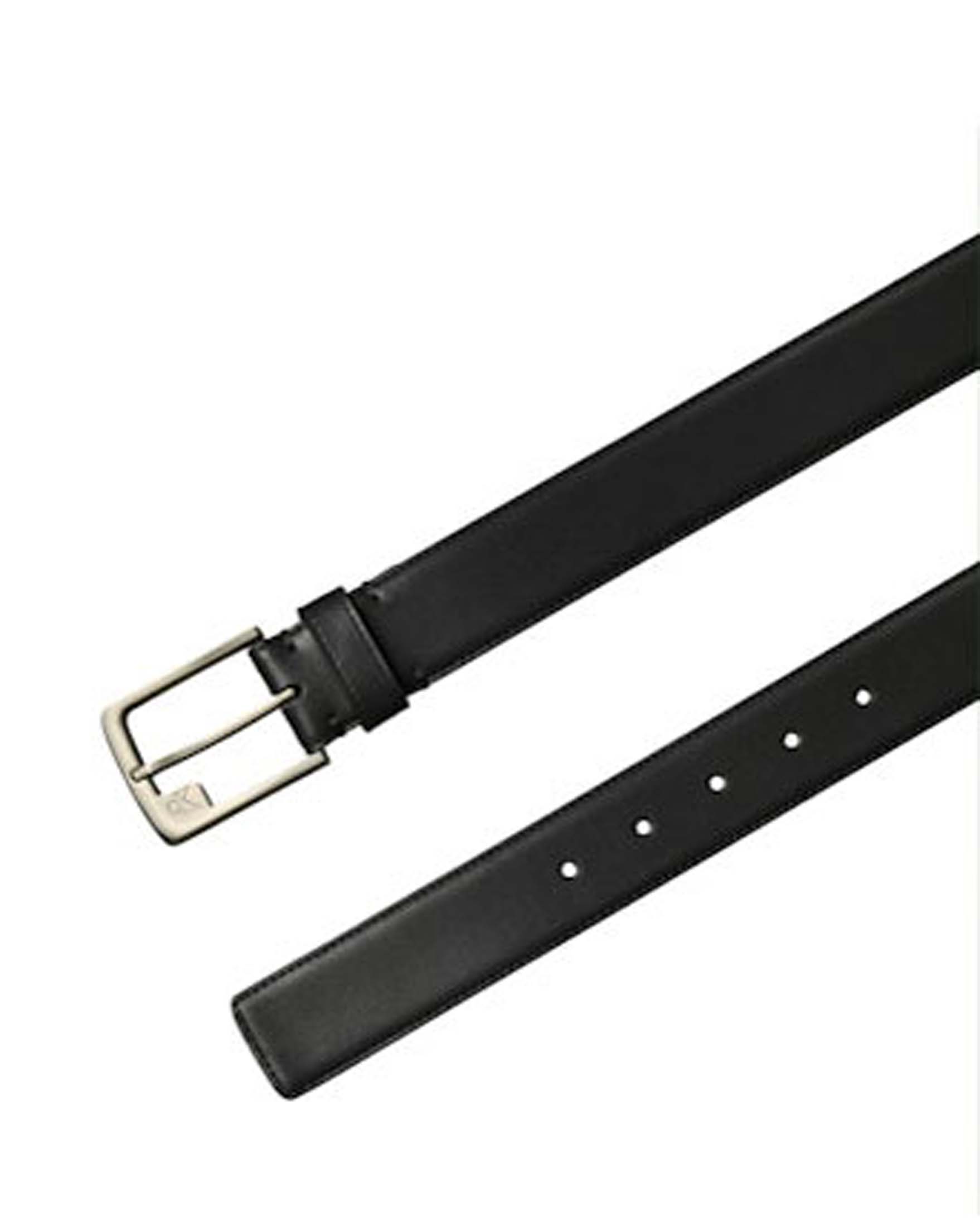 Cintura Calvin Klein Jeans nera in pelle liscia con fibbia logo monogramma image