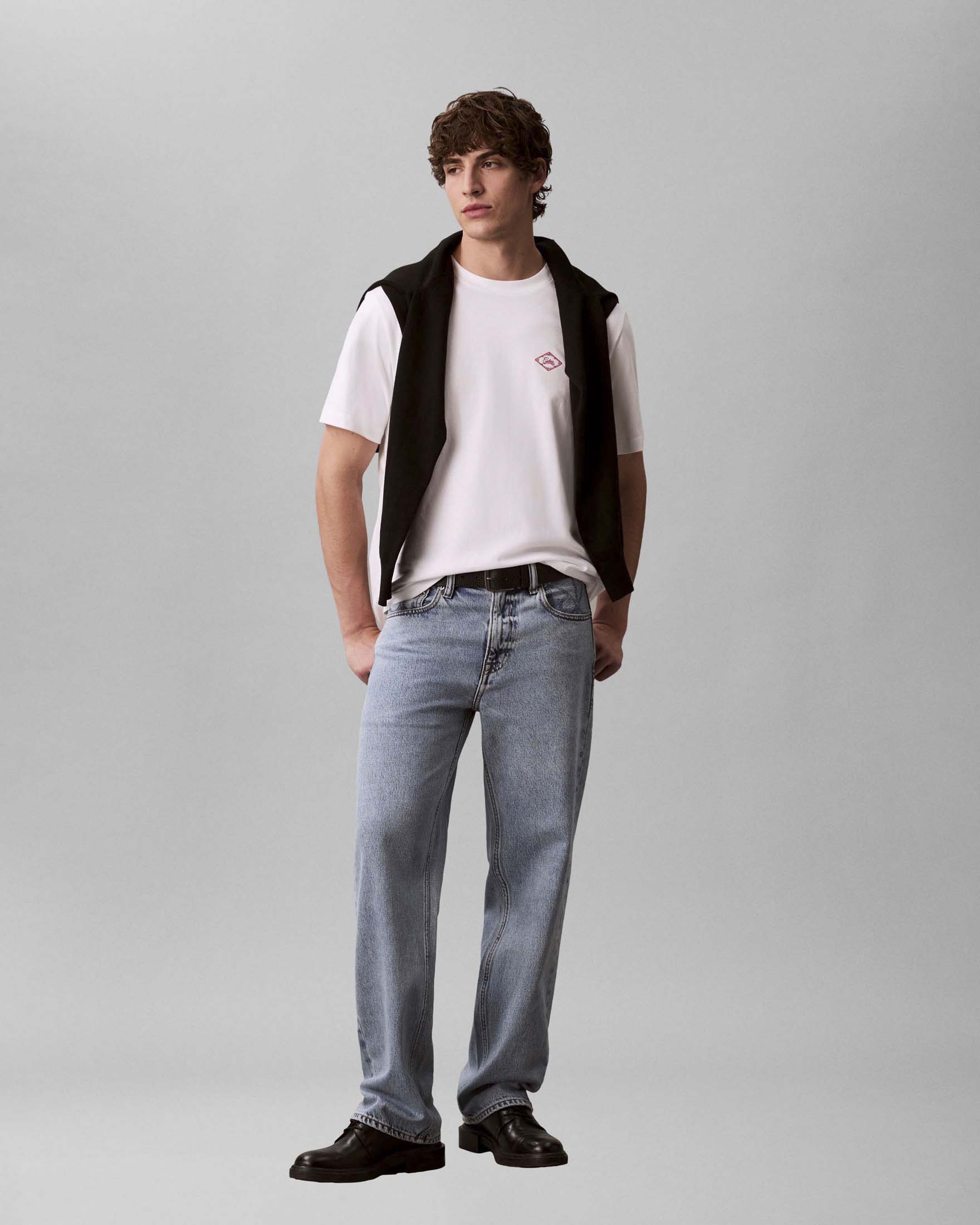 T-shirt mezza manica Calvin Klein Jeans bianca in cotone con stampa logo