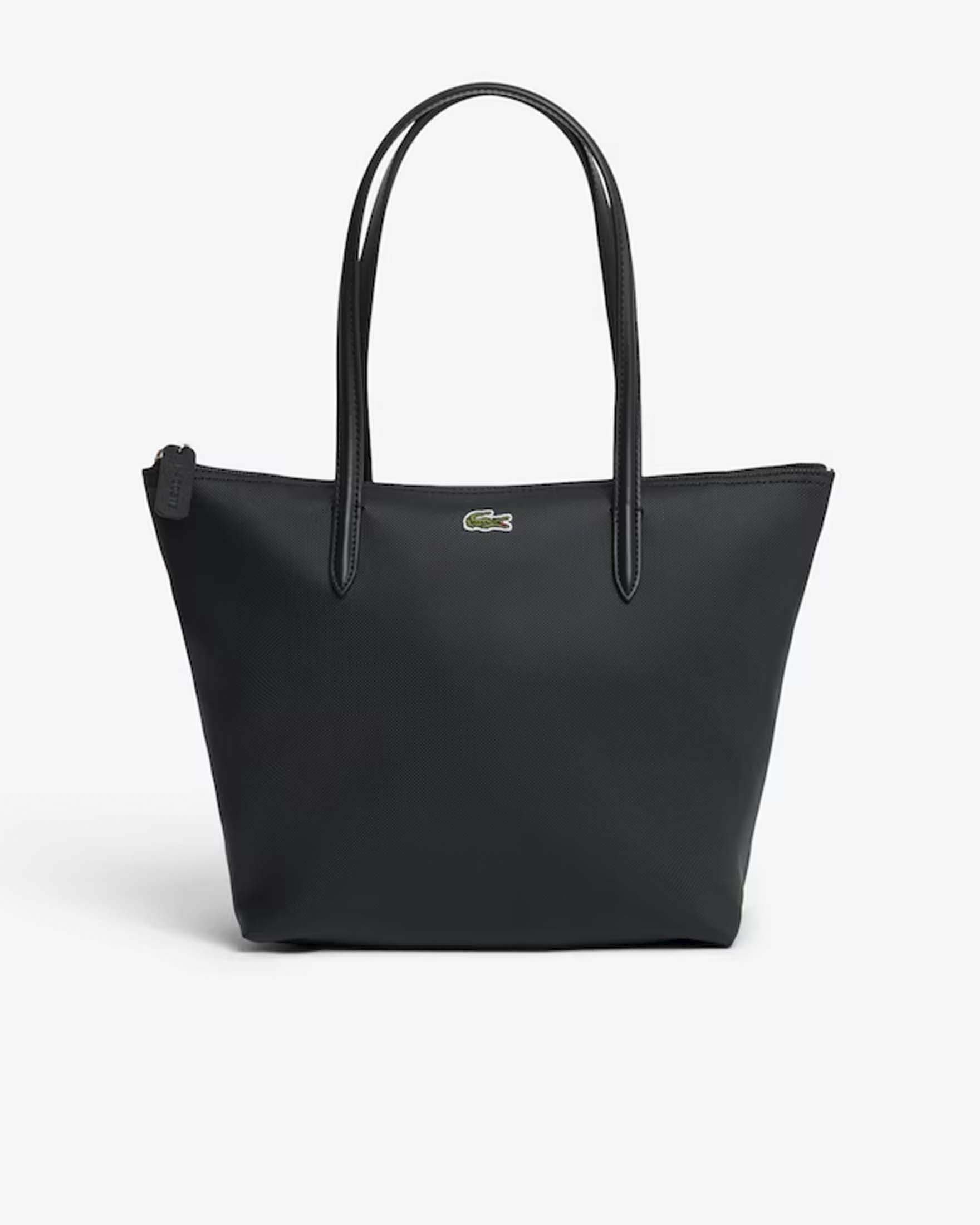 Shopping bag piccola L.12.12 Concept Lacoste in mini piquè nera