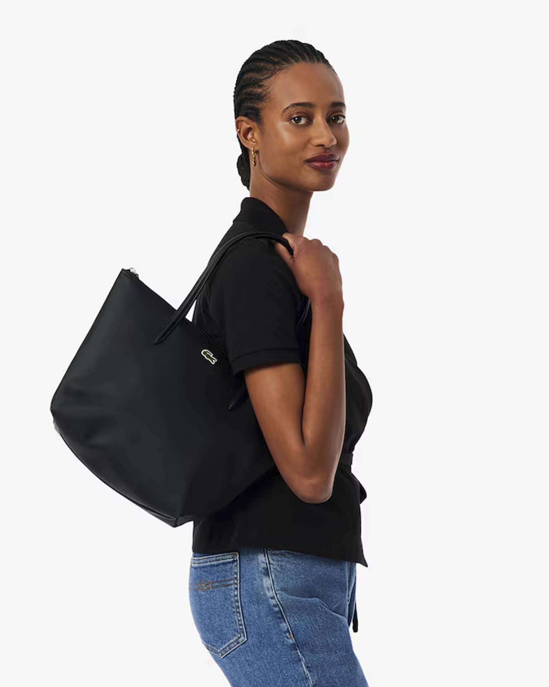 Shopping bag piccola L.12.12 Concept Lacoste in mini piquè nera image