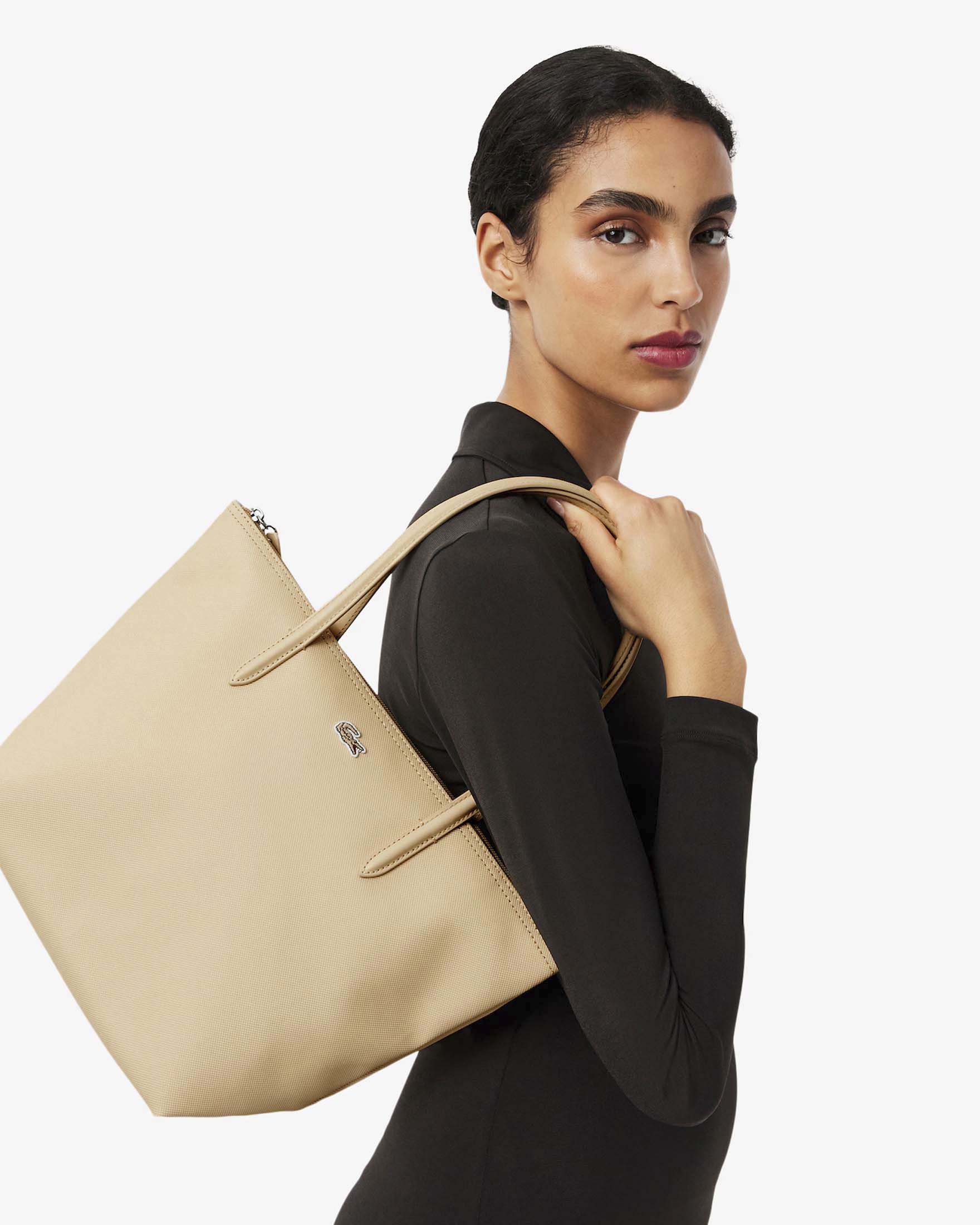 Shopping bag piccola L.12.12 Concept Lacoste in mini piquè beige image