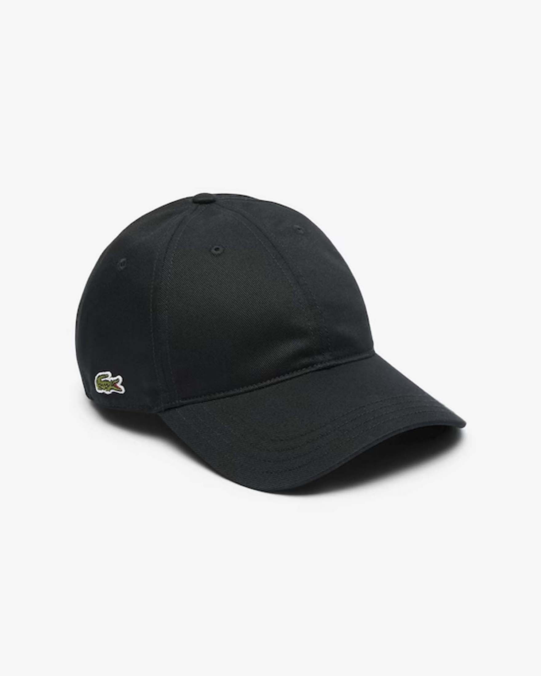 Cappellino Lacoste nero con frontino in twill di cotone