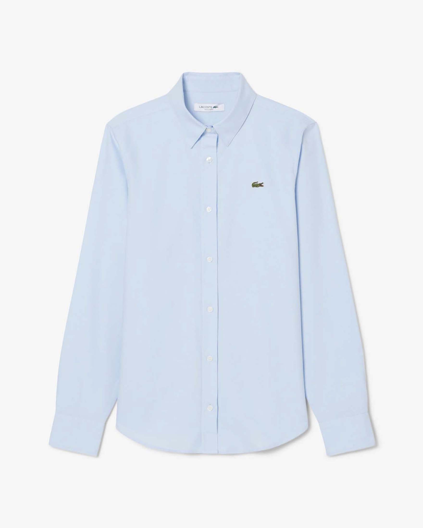 Camicia azzurra in Oxford di cotone a maniche lunghe