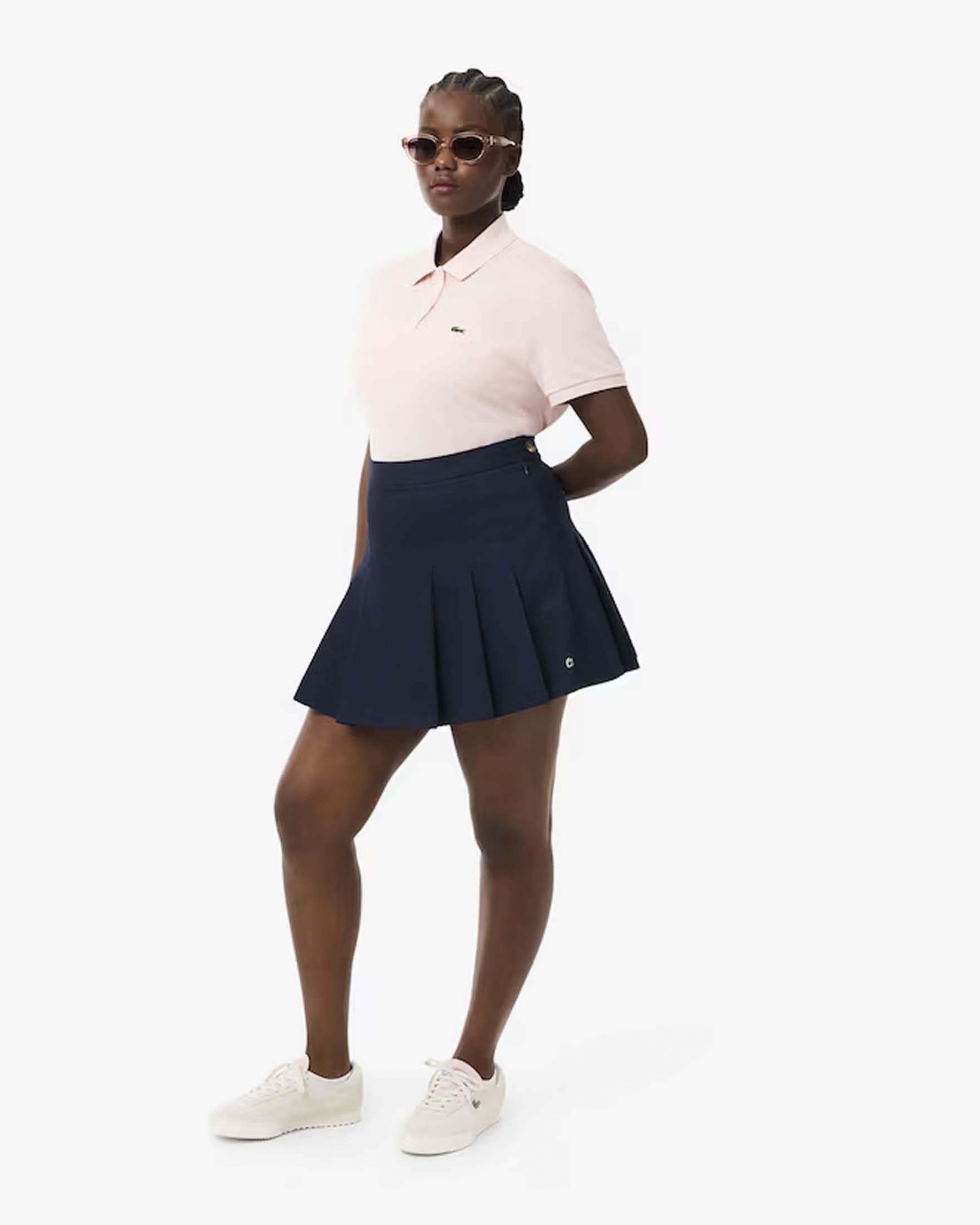 Gonna corta plissettata blu Lacoste in cotone elasticizzato