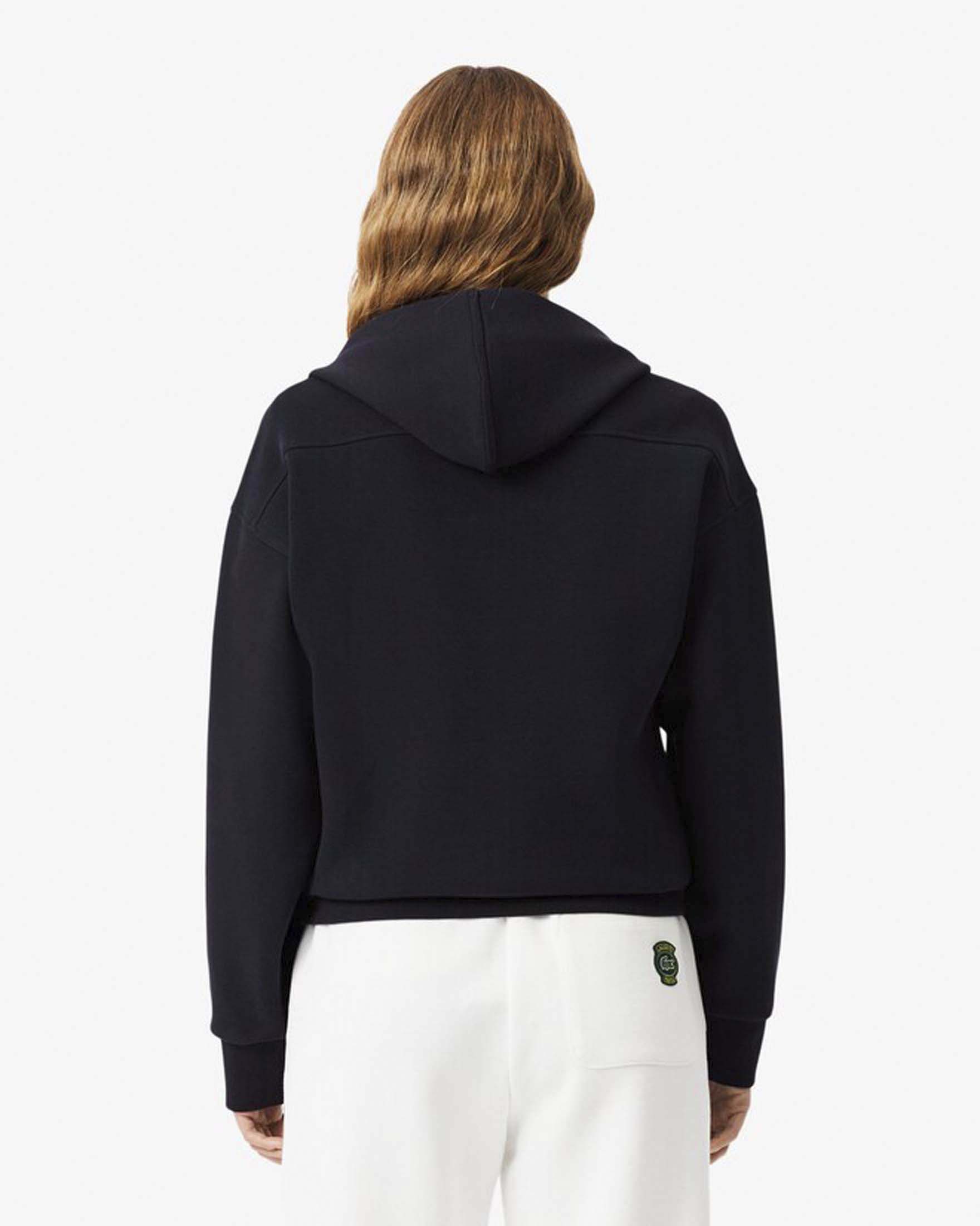 Felpa Lacoste blu con zip e cappuccio in misto cotone image