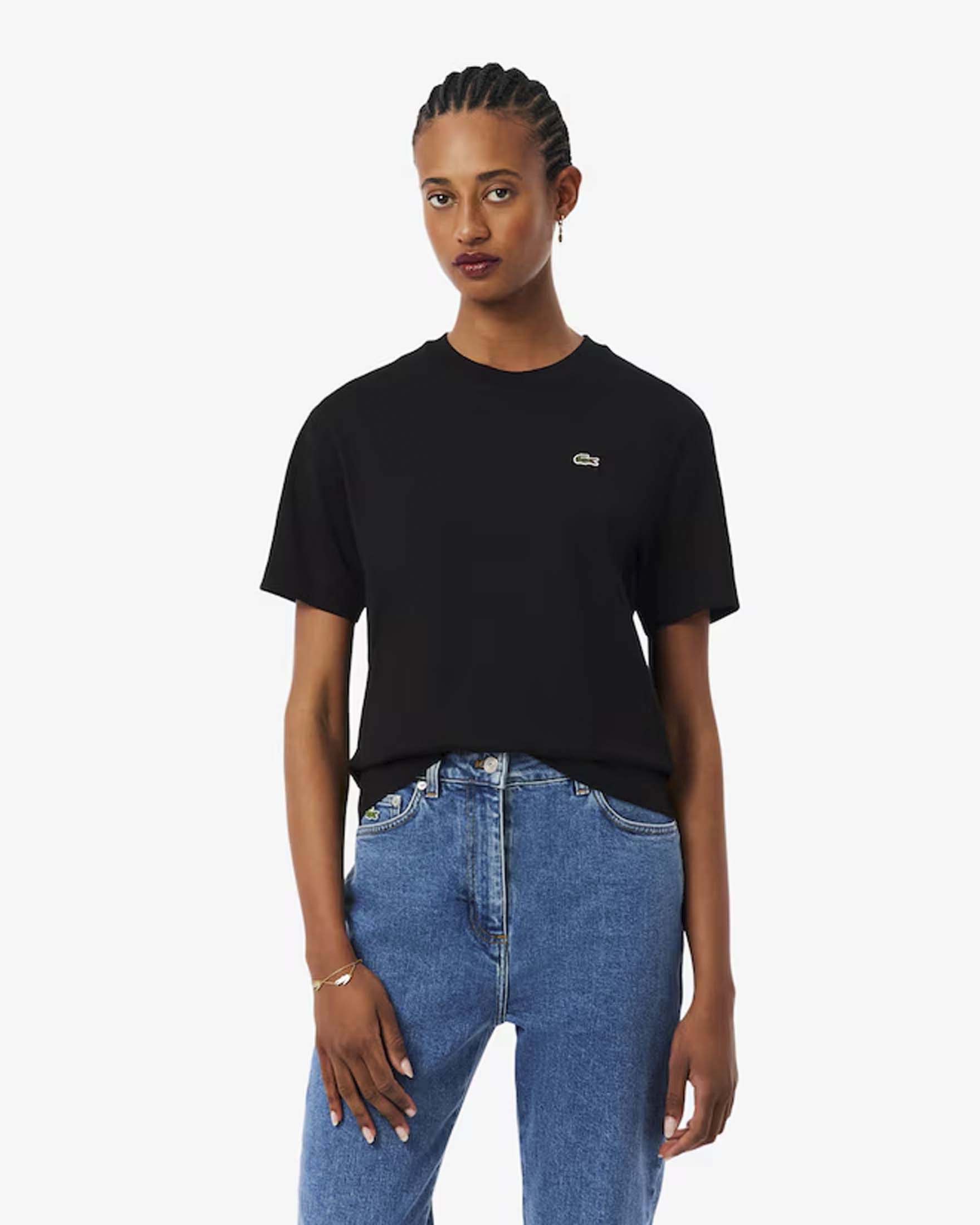 T-shirt nera in cotone Pima relaxed fit