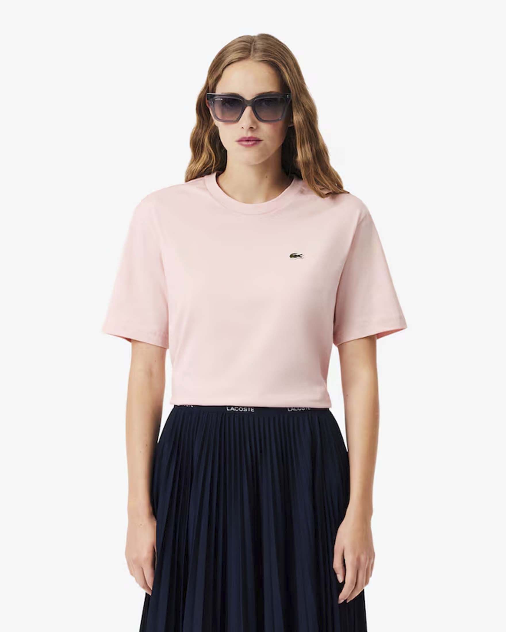 T-shirt rosa Lacoste in cotone Pima relaxed fit