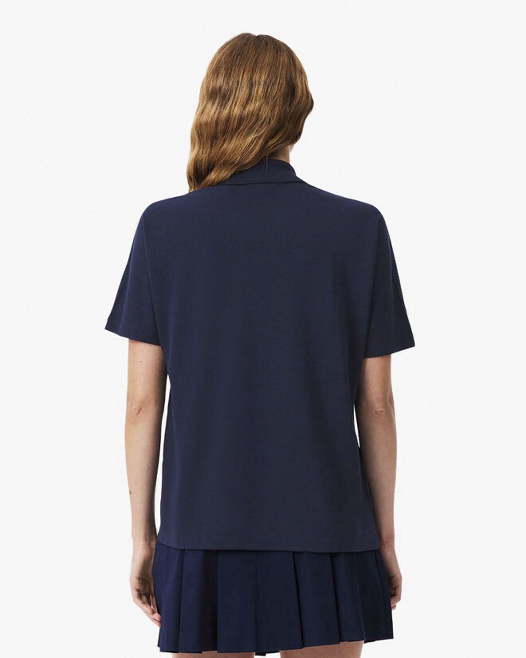 Polo Lacoste relaxed fit blu in piqué di cotone image