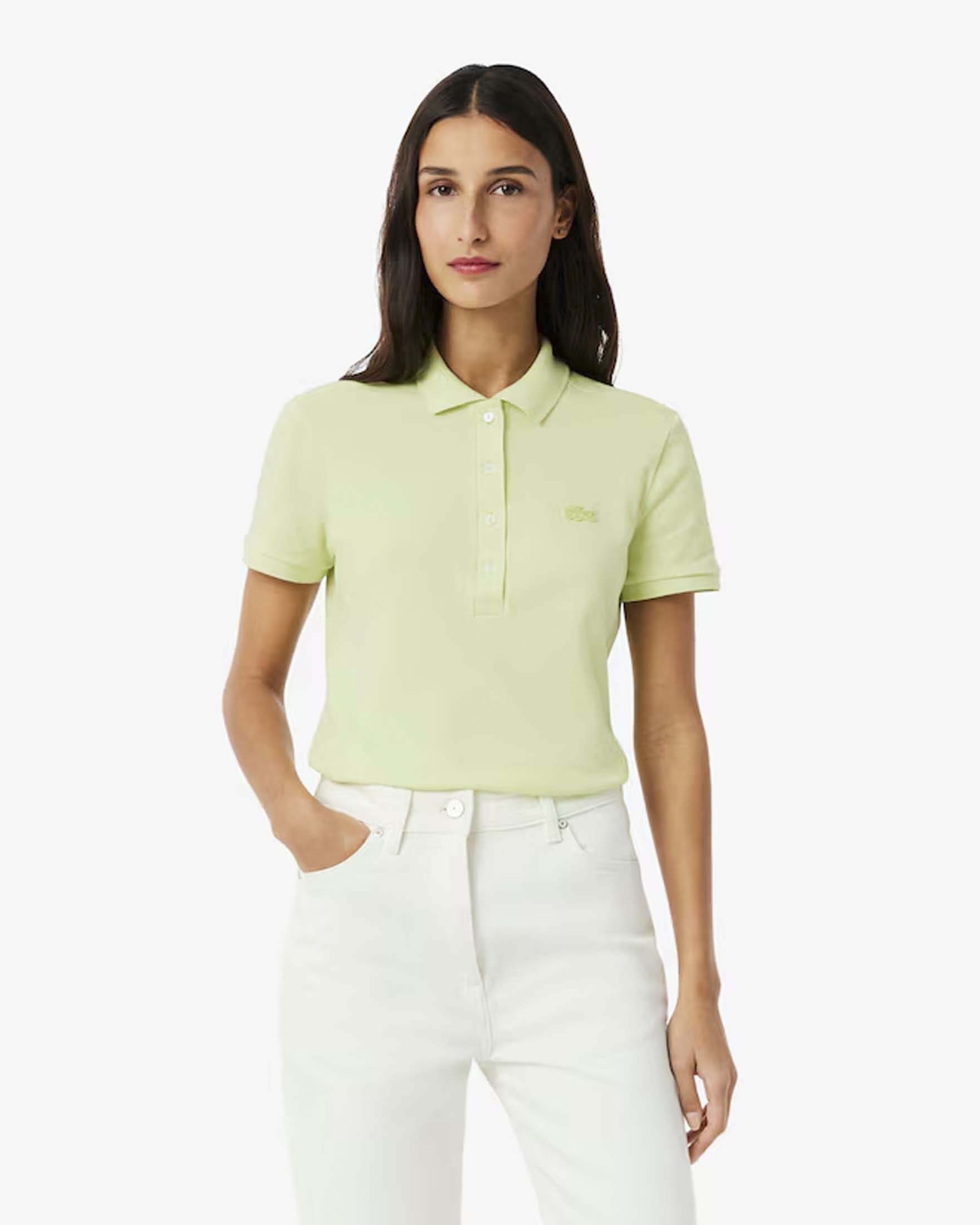Polo color lime in piqué di cotone stretch