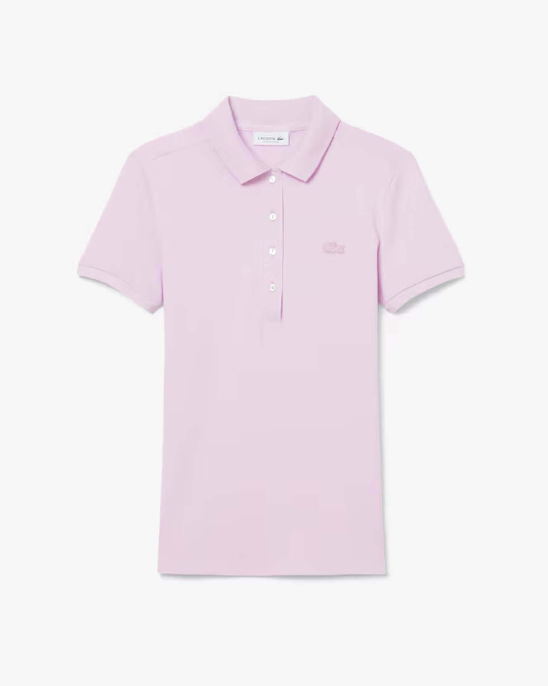Polo color malva in piqué di cotone stretch
