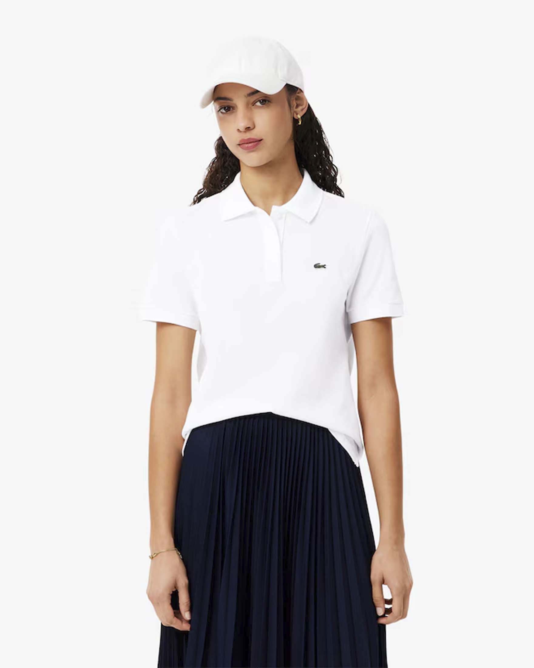 Polo regular fit bianca Lacoste in morbido petit piqué