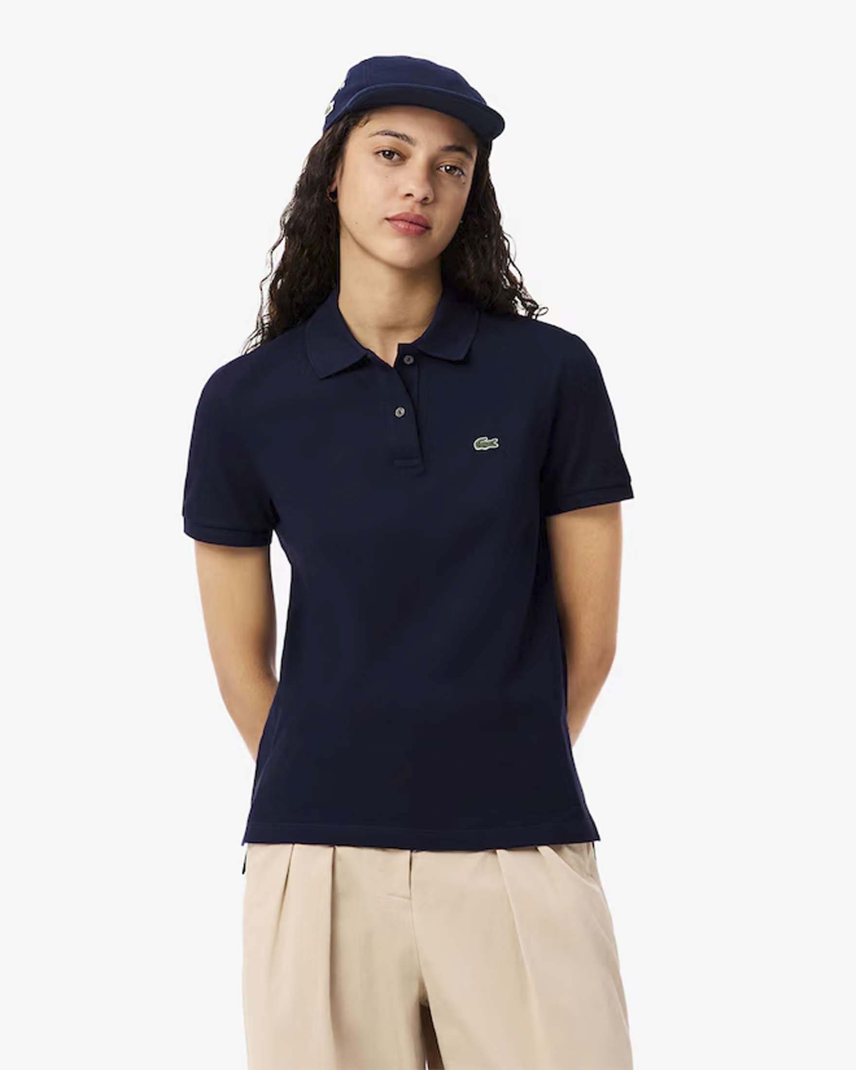 Polo regular fit blu in morbido petit piqué