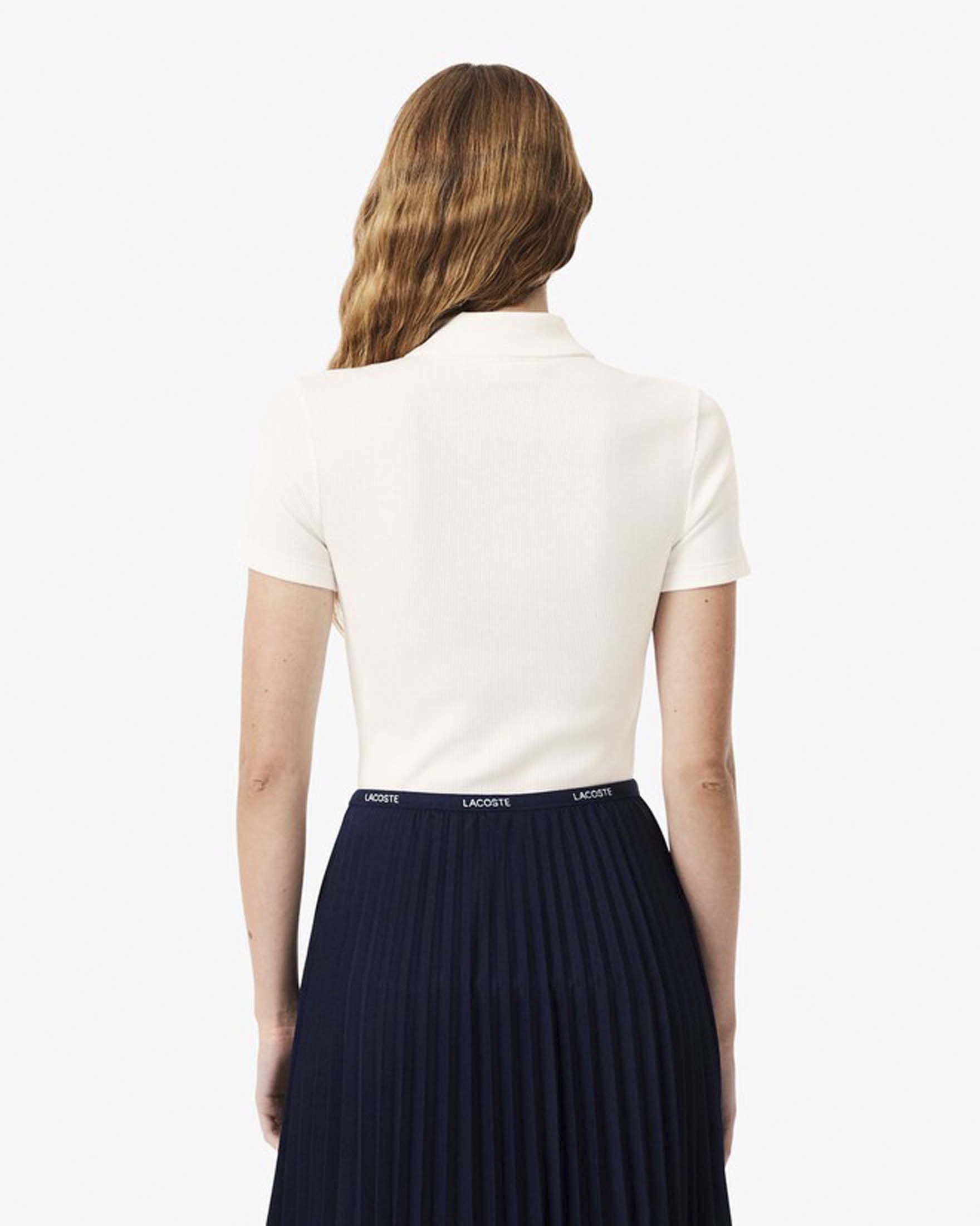 Polo color avorio Lacoste in cotone a costine slim fit image