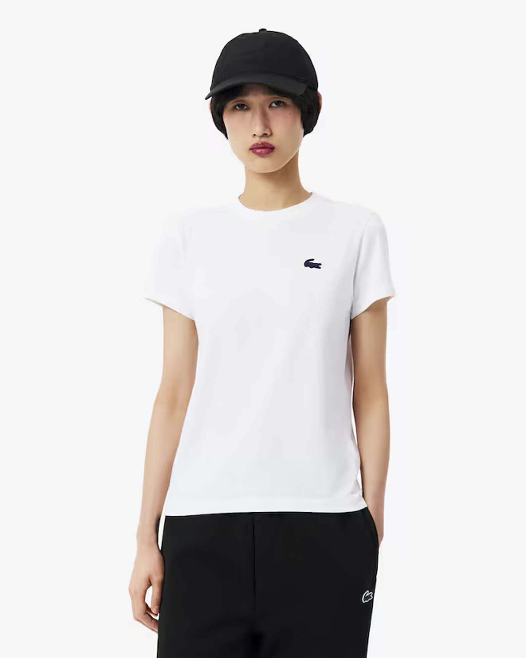 T-shirt sportiva tecnica ultra-dry bianca Lacoste in cotone