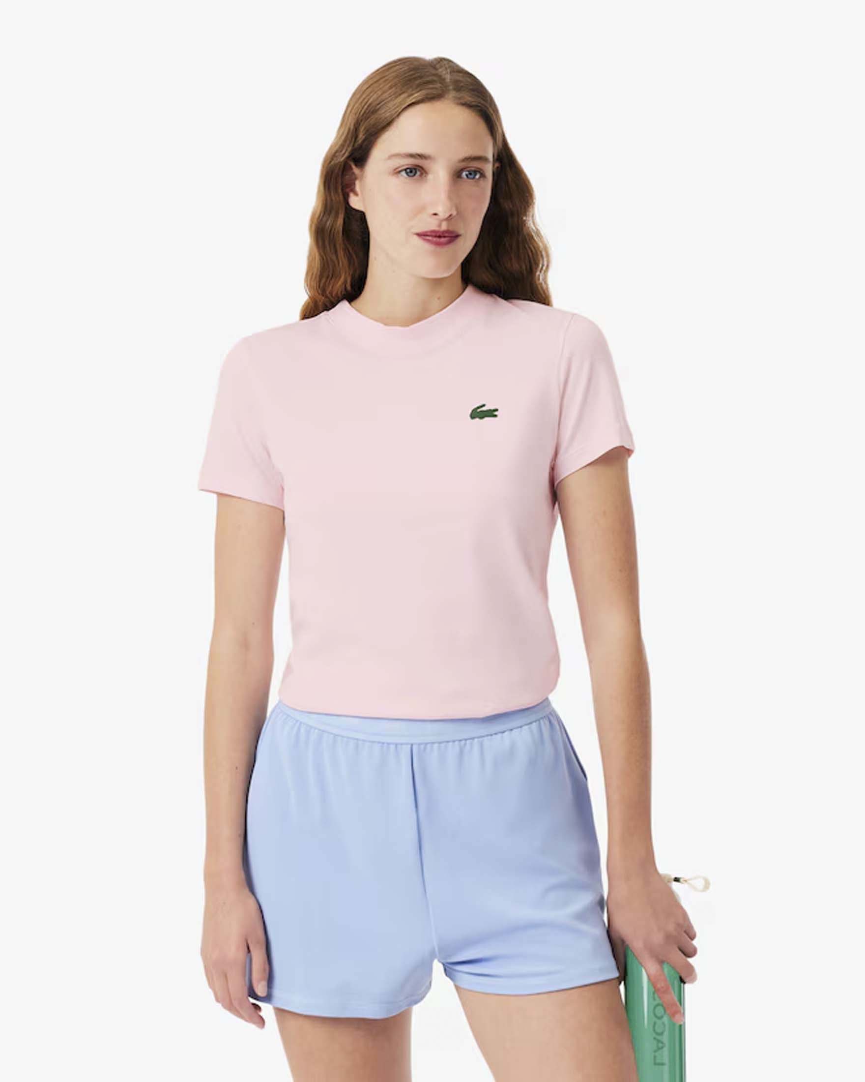 T-shirt sportiva tecnica ultra-dry rosa Lacoste in cotone