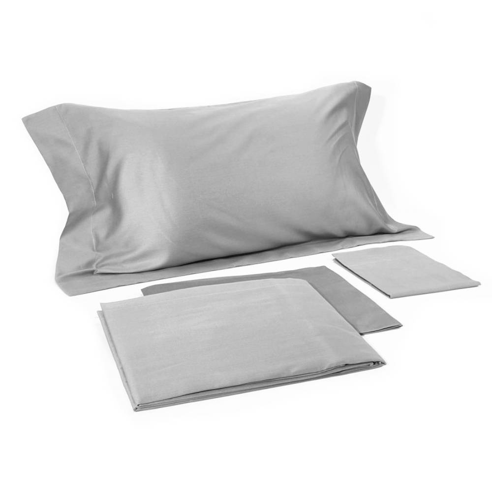 Completo lenzuola 100% raso di cotone in tinta unita SATIN ELITE
